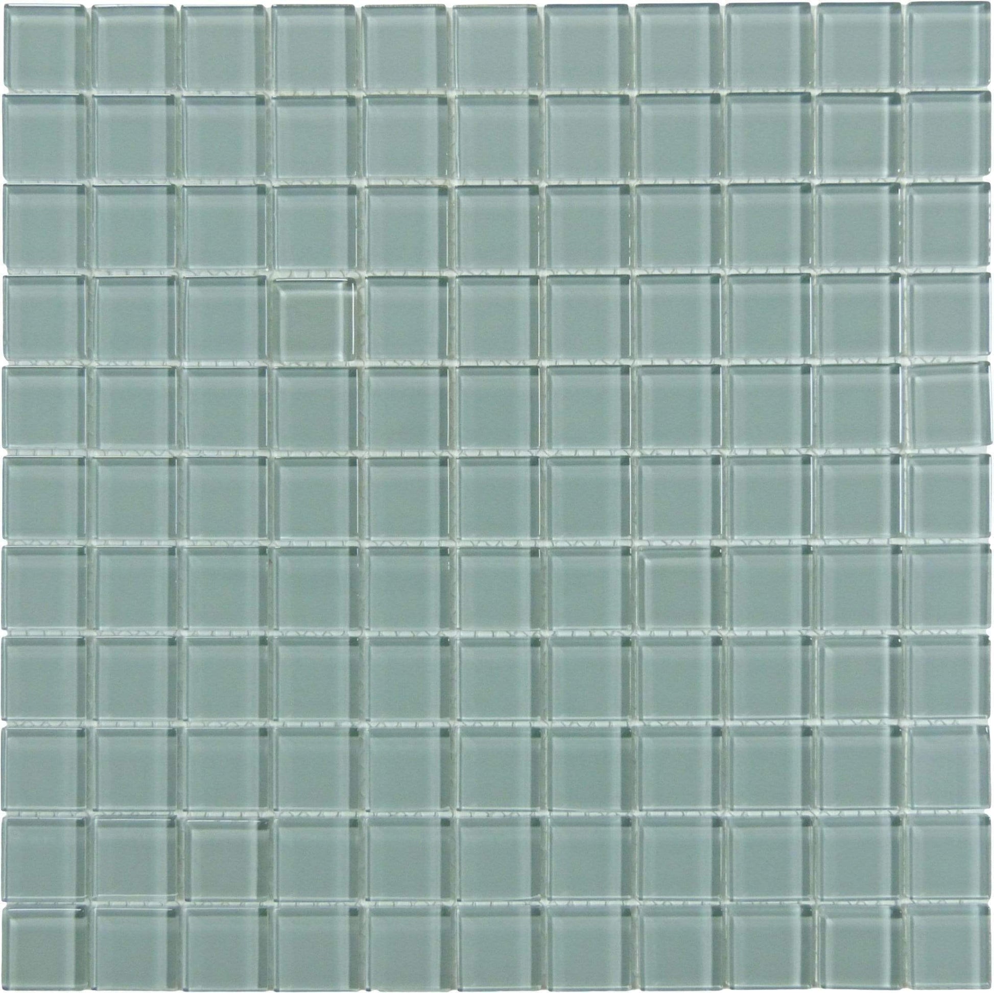 Grey Ash 1" x 1" Glossy Glass Tile Matrix Mosaics