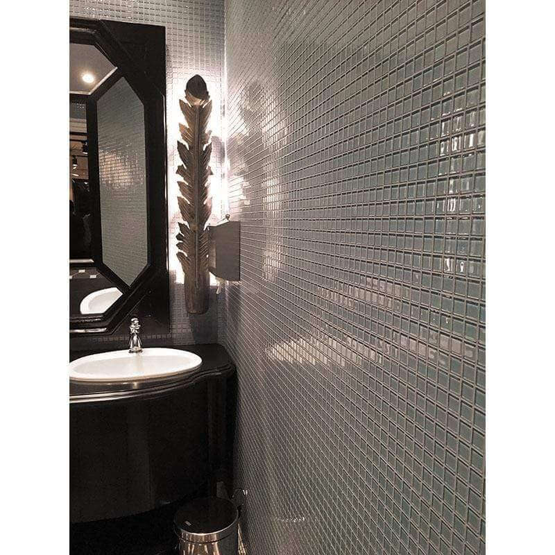 Grey Ash 1" x 1" Glossy Glass Tile Matrix Mosaics