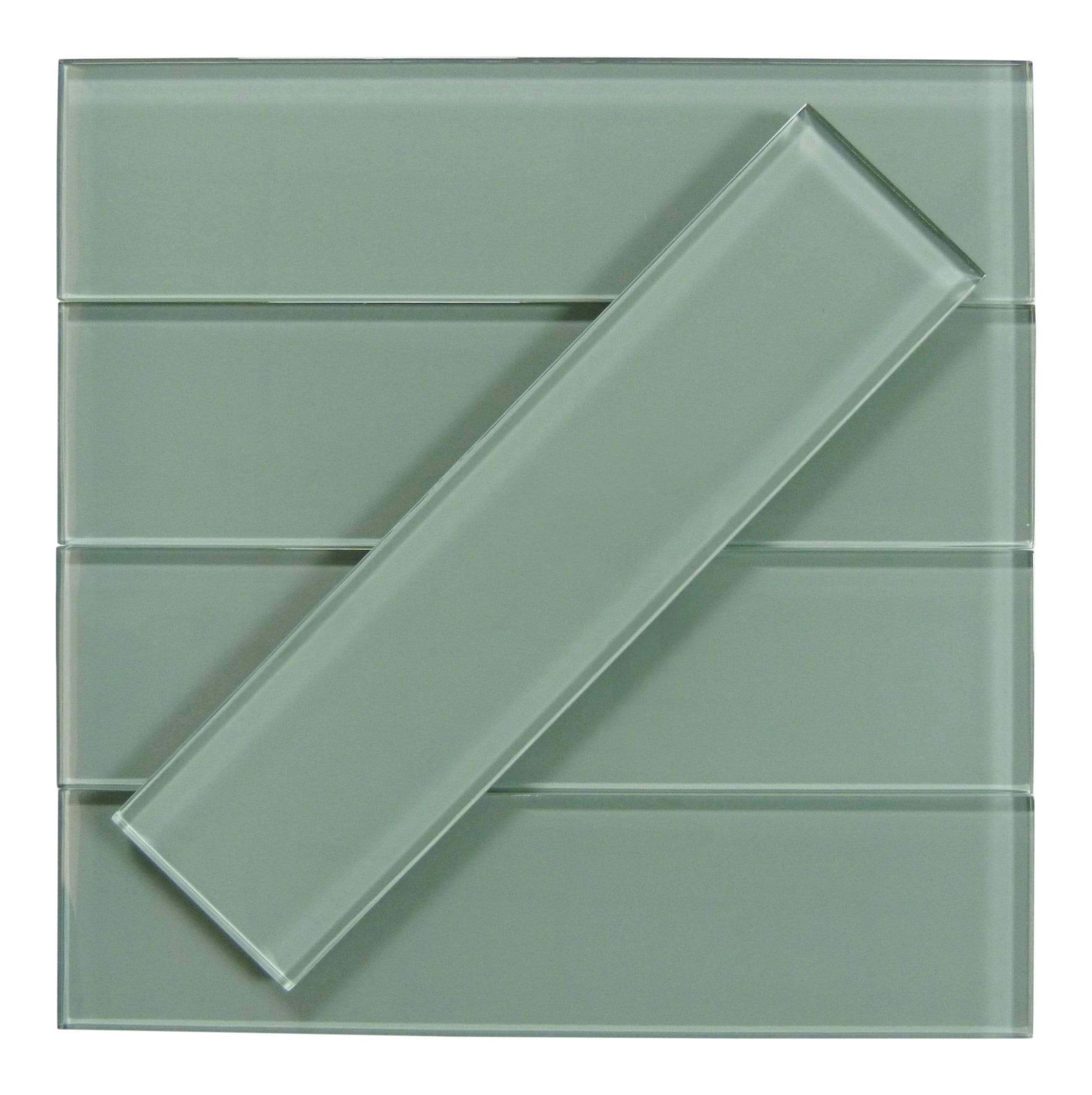 Grey Ash 3" x 12" Glossy Glass Subway Tile Matrix Mosaics