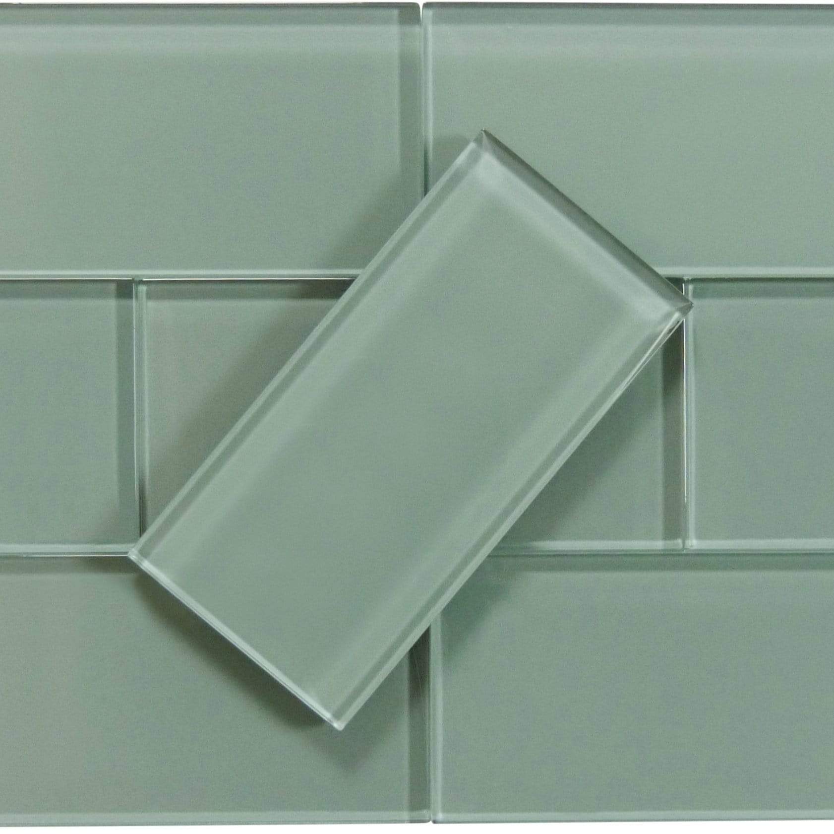 Grey Ash 3" x 6" Glossy Glass Subway Tile Matrix Mosaics