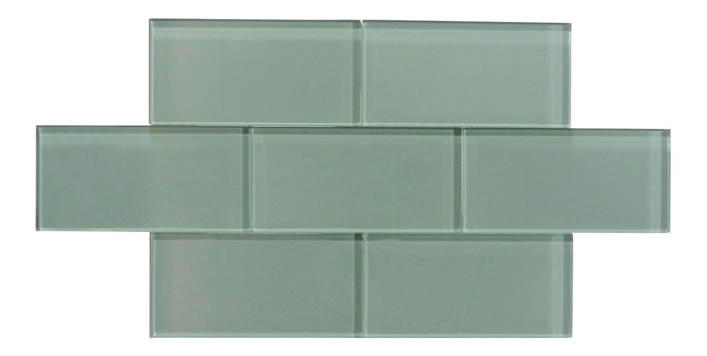 Grey Ash 3" x 6" Glossy Glass Subway Tile Matrix Mosaics