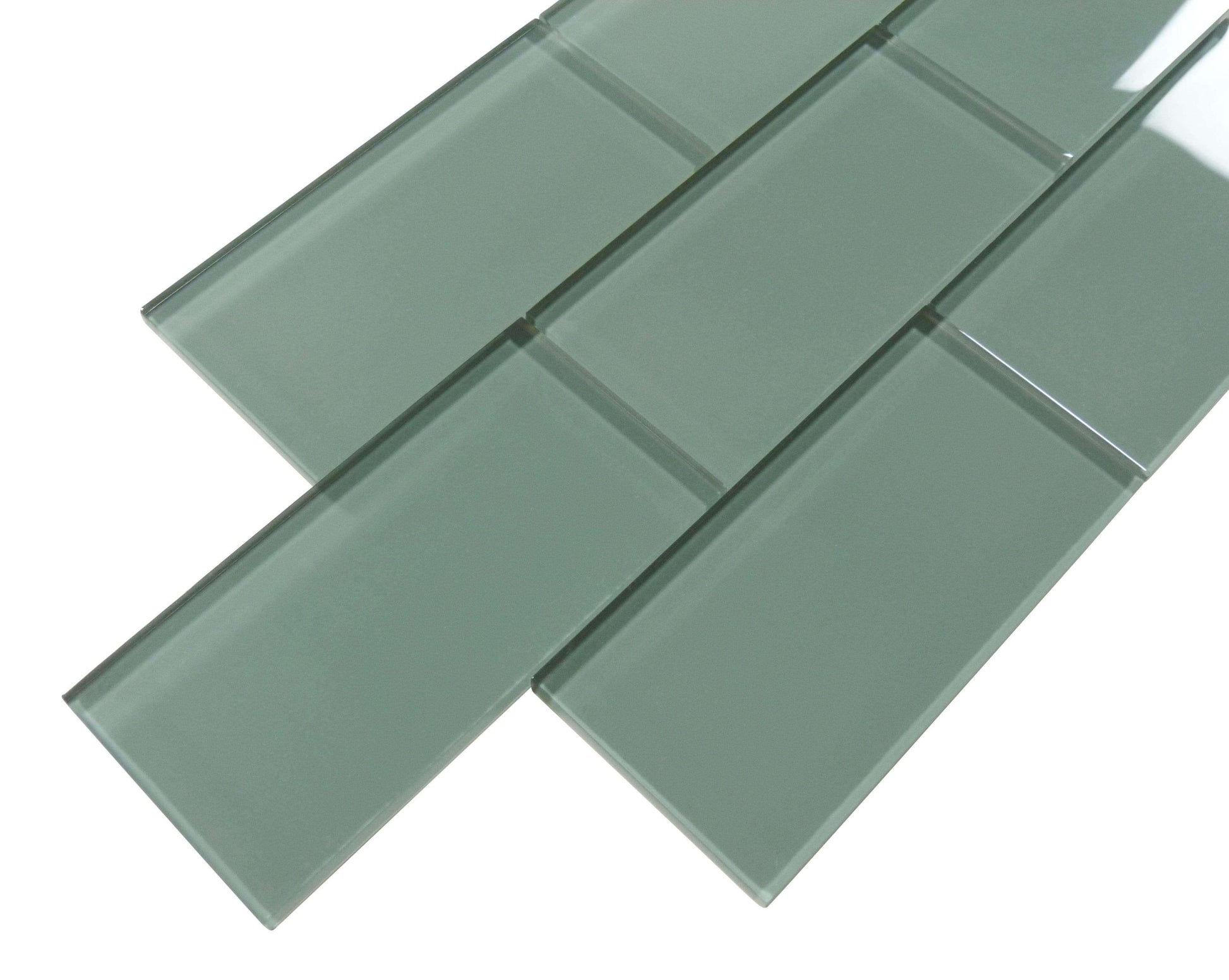 Grey Ash 3" x 6" Glossy Glass Subway Tile Matrix Mosaics