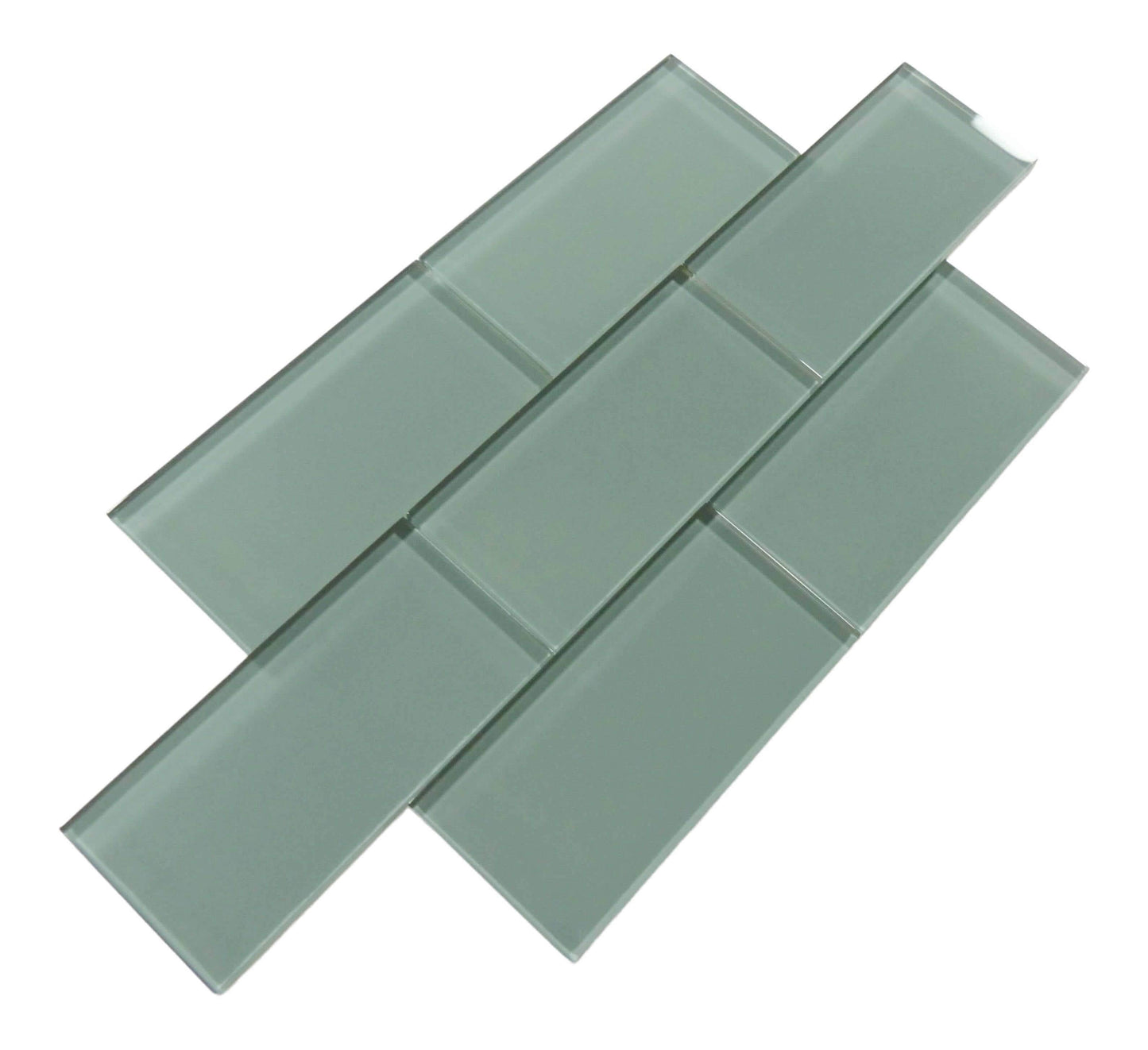 Grey Ash 3" x 6" Glossy Glass Subway Tile Matrix Mosaics