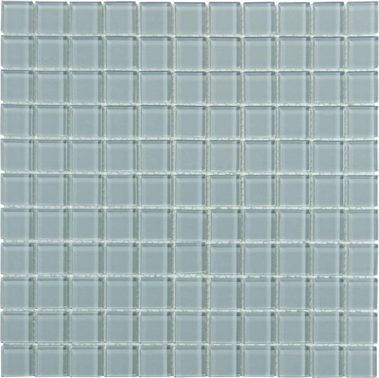 Grey Frost 1" x 1" Glossy Glass Tile Matrix Mosaics