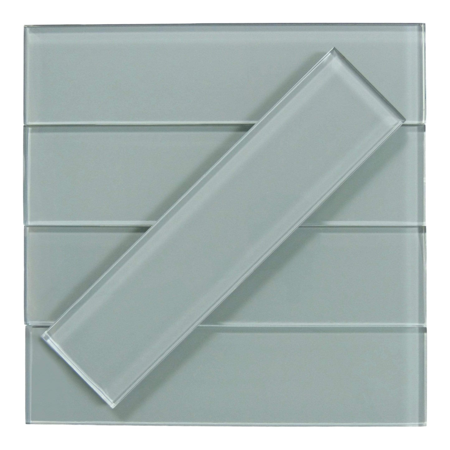 Grey Frost 3" x 12" Glossy Glass Subway Tile Matrix Mosaics