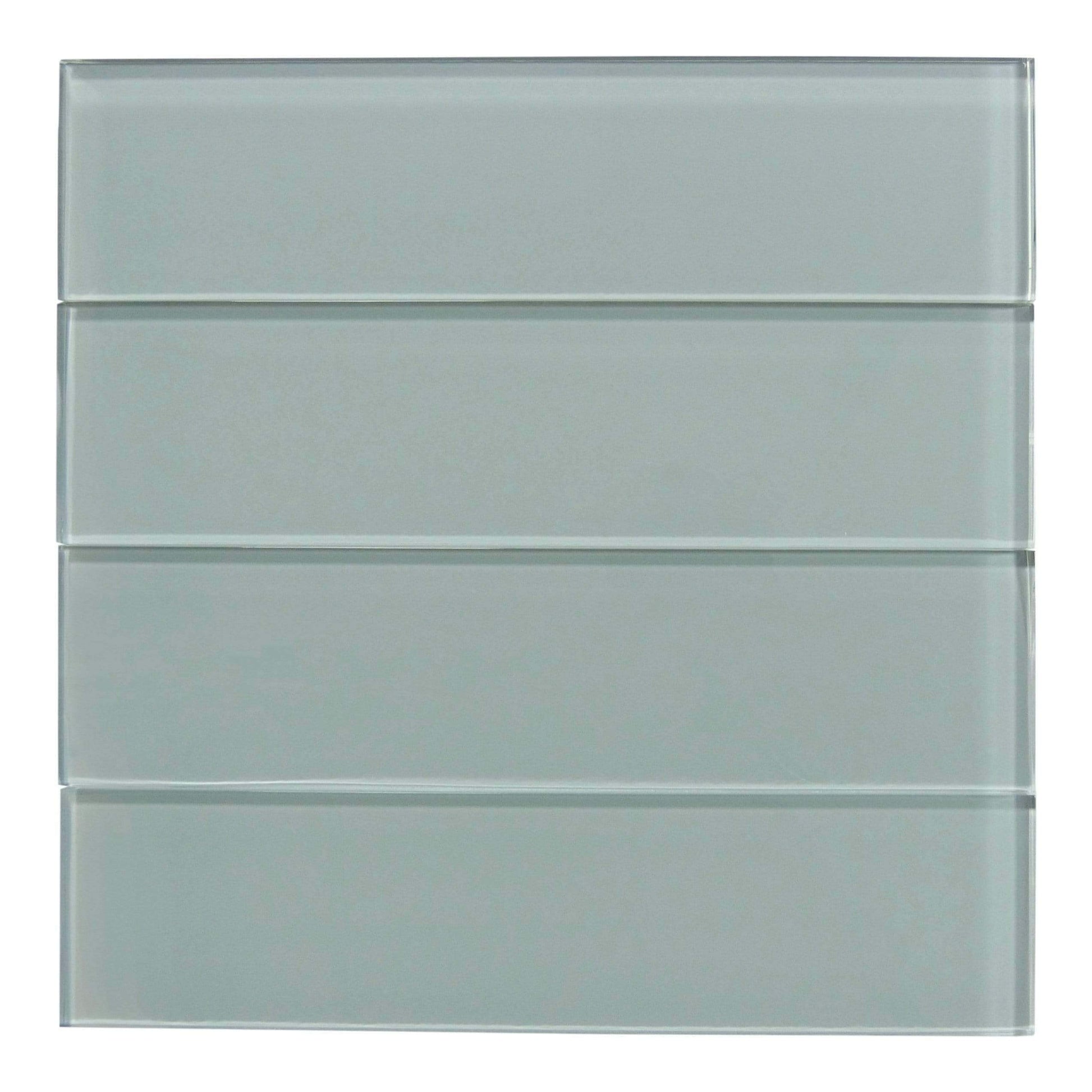 Grey Frost 3" x 12" Glossy Glass Subway Tile Matrix Mosaics