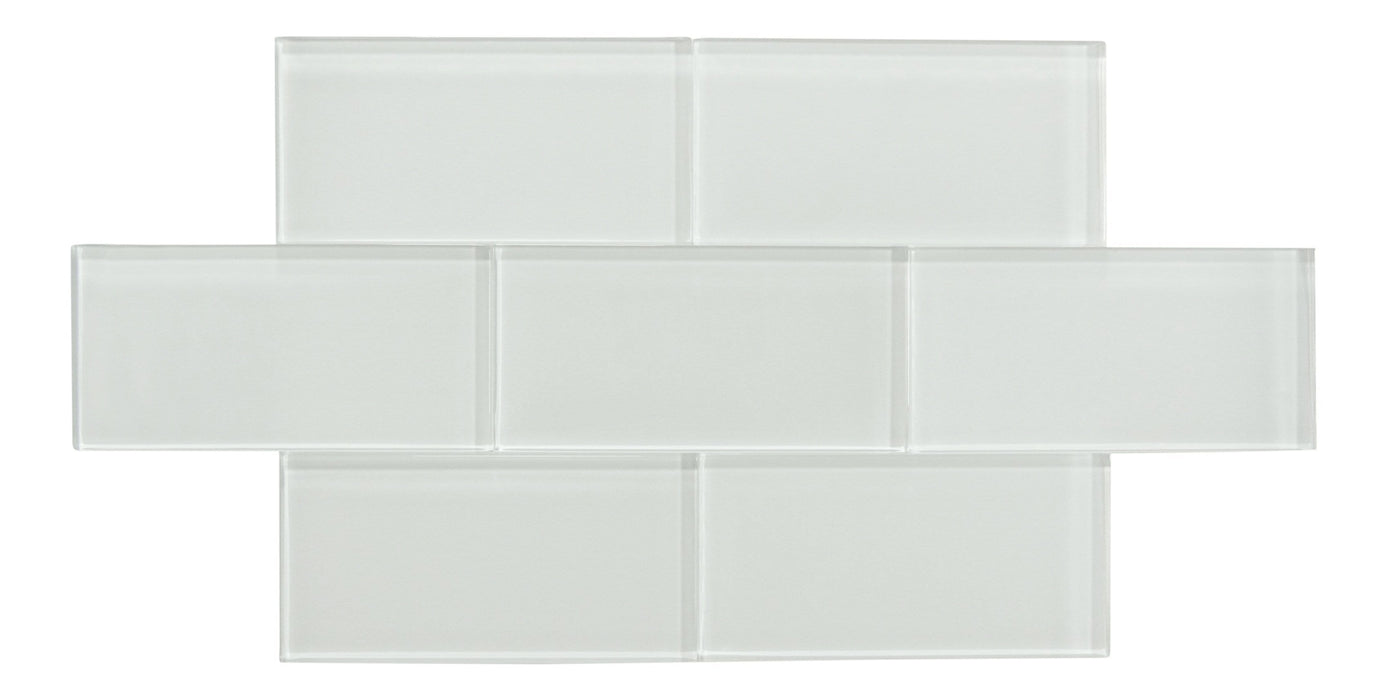 Ice Bay White 3" x 6" Glossy Glass Subway Tile Matrix Mosaics