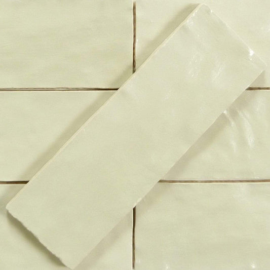 Jubilee Irresistible Ivory 2 1/2" x 8" Ceramic Shimmer Subway Tile Matrix Mosaics