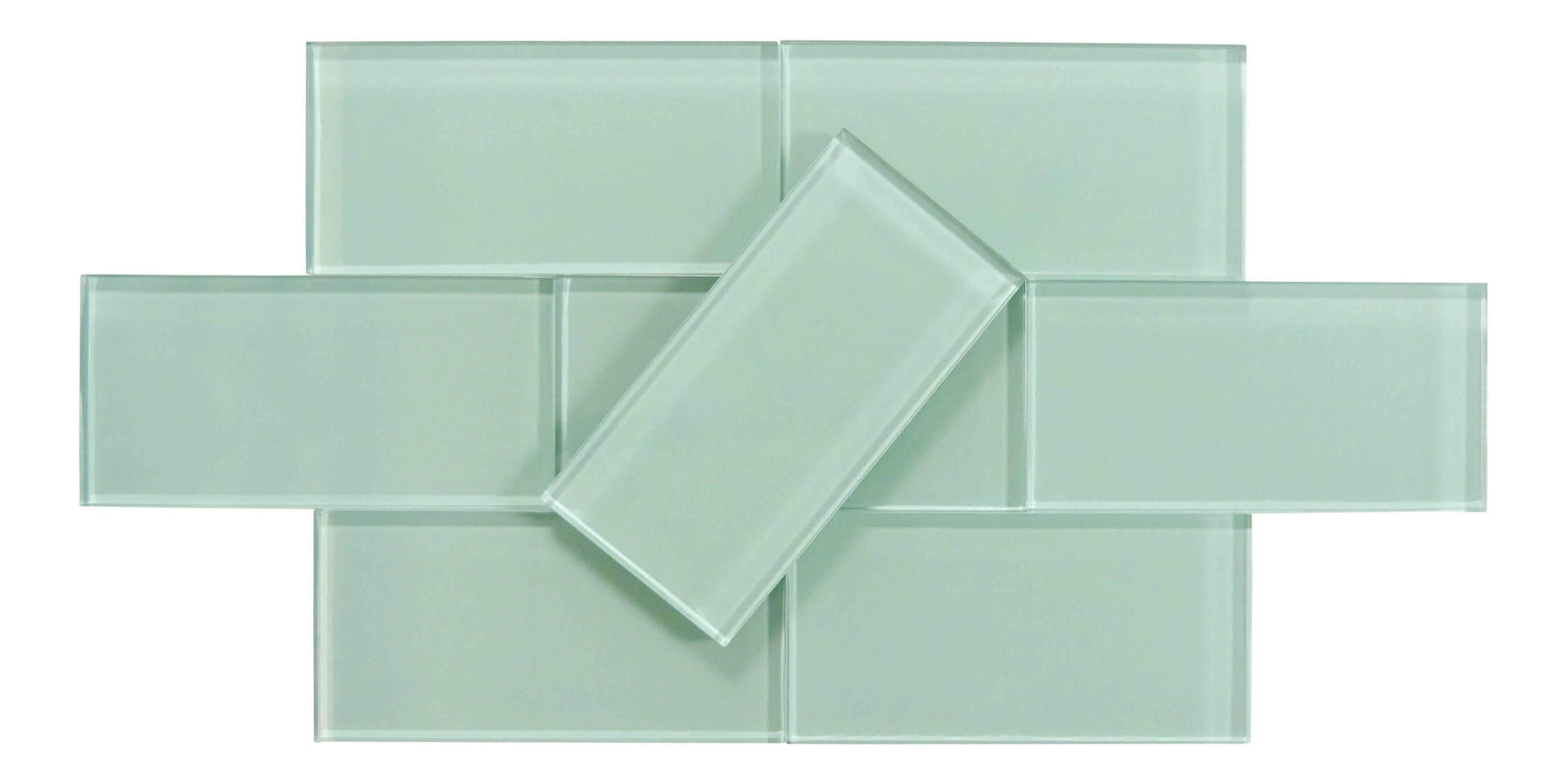 Malted Mint Green 3" x 6" Glossy Glass Subway Tile Matrix Mosaics