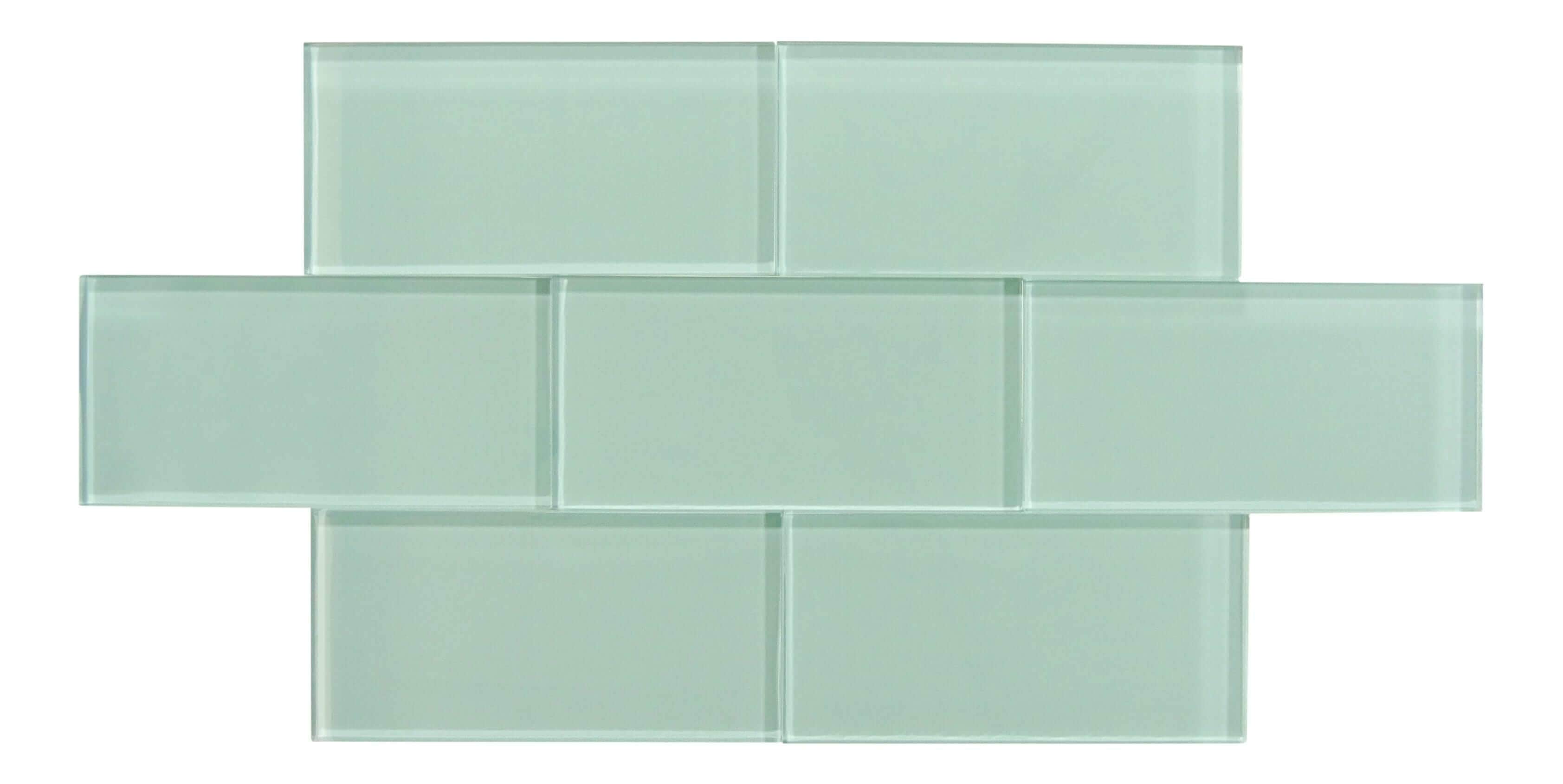 Malted Mint Green 3" x 6" Glossy Glass Subway Tile Matrix Mosaics