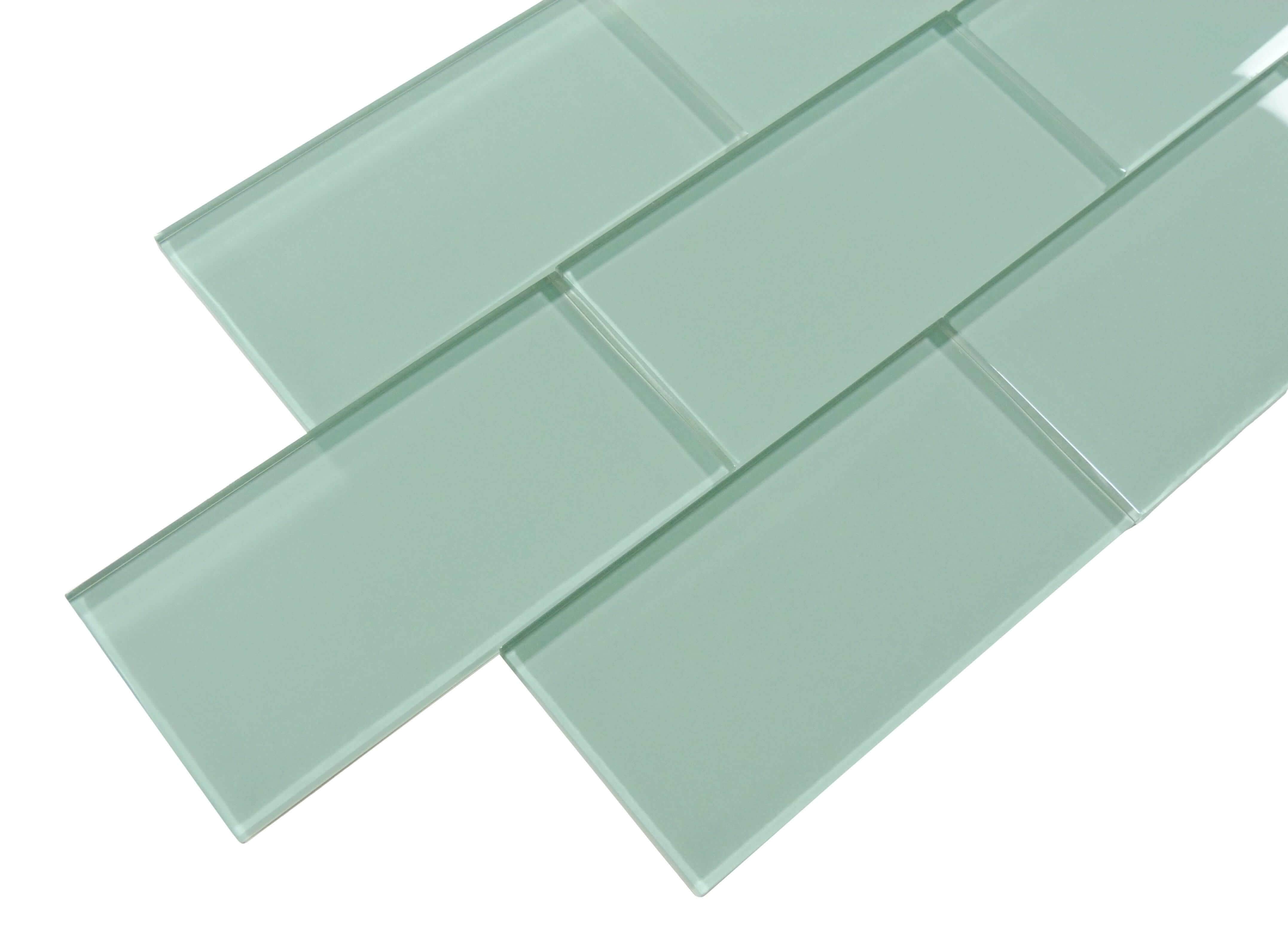 Malted Mint Green 3" x 6" Glossy Glass Subway Tile Matrix Mosaics