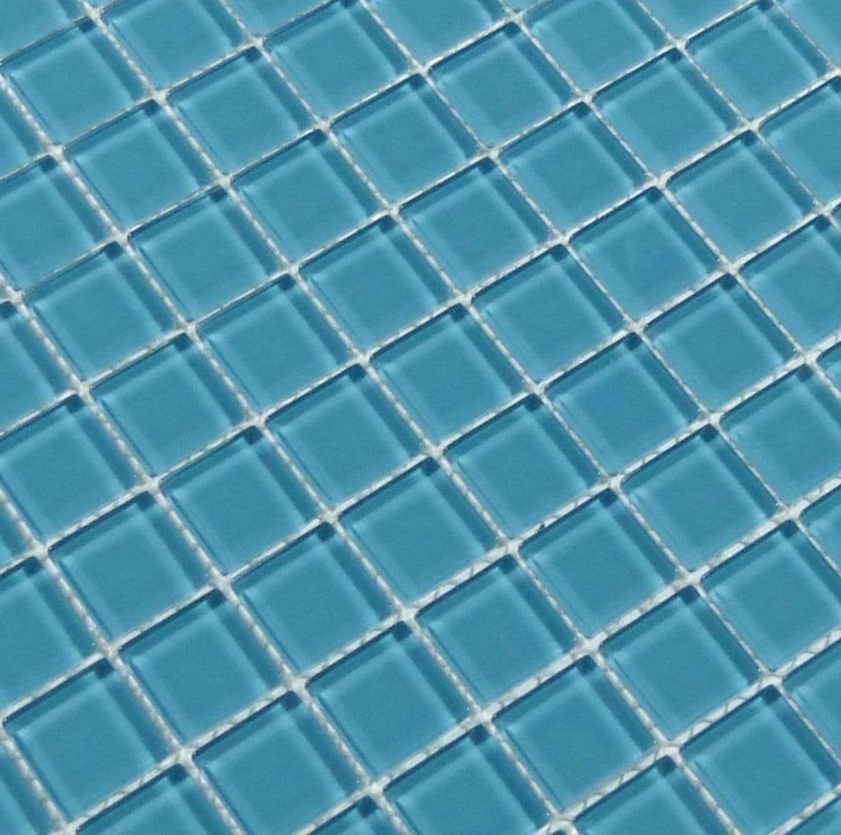 Mystic Blue 1" x 1" Glossy Glass Tile Matrix Mosaics