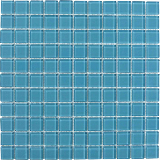 Mystic Blue 1" x 1" Glossy Glass Tile Matrix Mosaics
