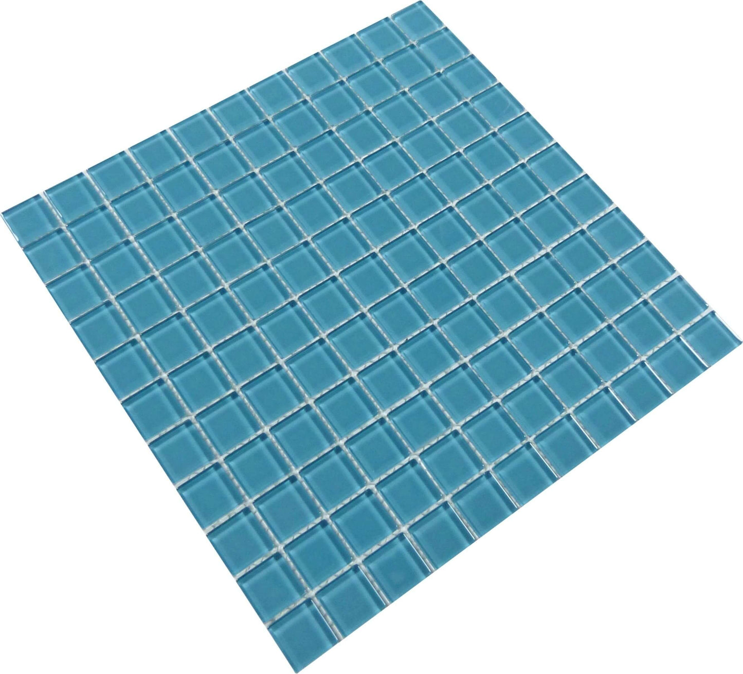 Mystic Blue 1" x 1" Glossy Glass Tile Matrix Mosaics