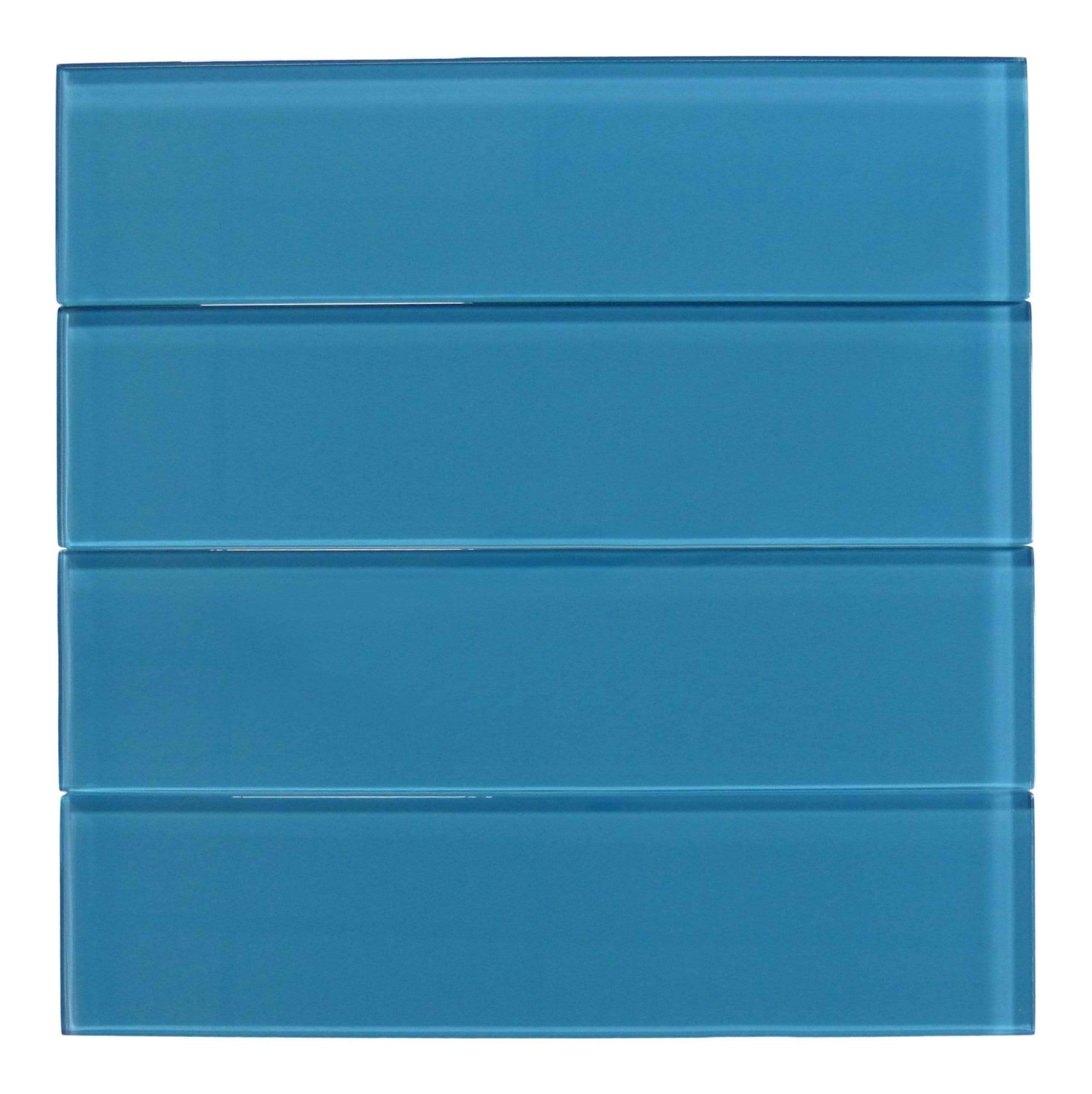 Mystic Blue 3" x 12" Glossy Glass Subway Tile Matrix Mosaics