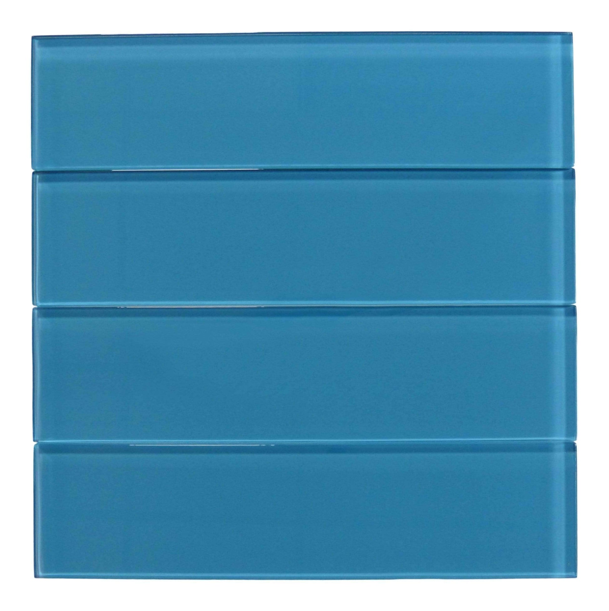 Mystic Blue 3" x 12" Glossy Glass Subway Tile Matrix Mosaics