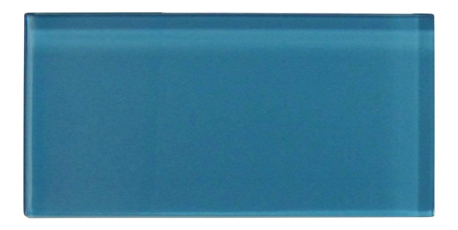 Mystic Blue 3" x 6" Glossy Glass Subway Tile Matrix Mosaics