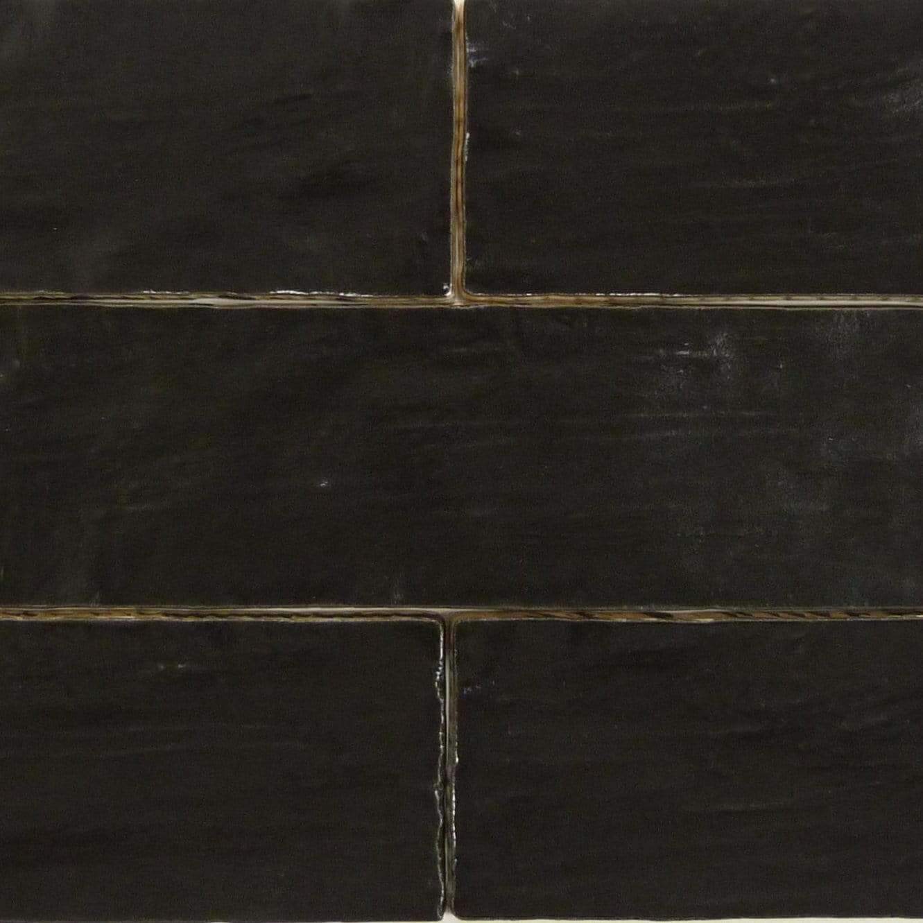 Jubilee Onyx Black 2 1/2" x 8" Ceramic Shimmer Subway Tile Matrix Mosaics