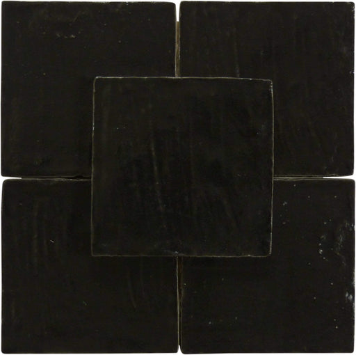 Jubilee Onyx Black 4" x 4" Square Shimmer Ceramic Tile Matrix Mosaics