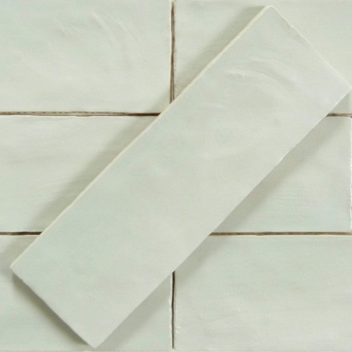 Jubilee Pacific Peal White 2 1/2" x 8" Ceramic Shimmer Subway Tile Matrix Mosaics