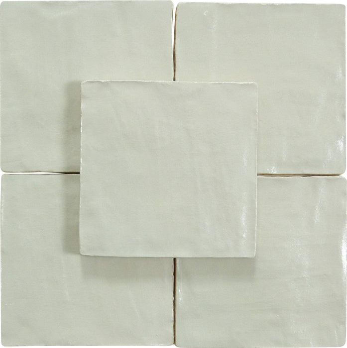 Jubilee Pacific Peal White 4" x 4" Square Shimmer Ceramic Tile Matrix Mosaics