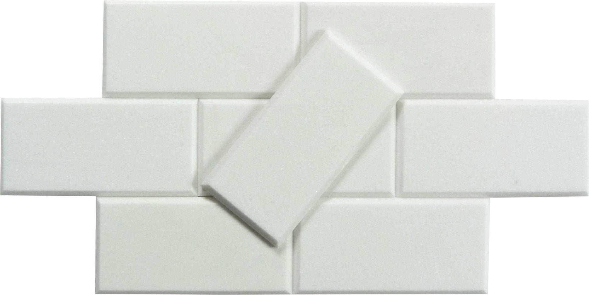 Thassos White 3" x 6" Beveled Polished Marble Subway Tile Matrix Mosaics