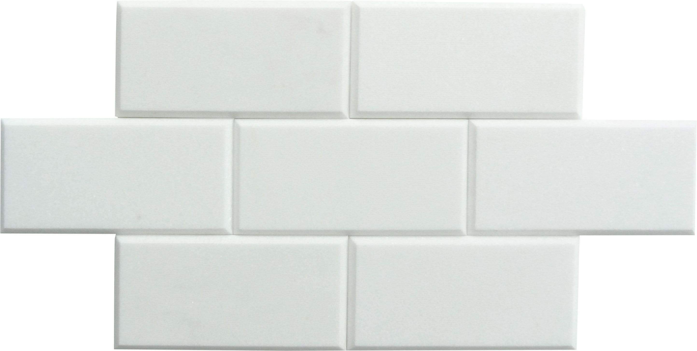 Thassos White 3" x 6" Beveled Polished Marble Subway Tile Matrix Mosaics