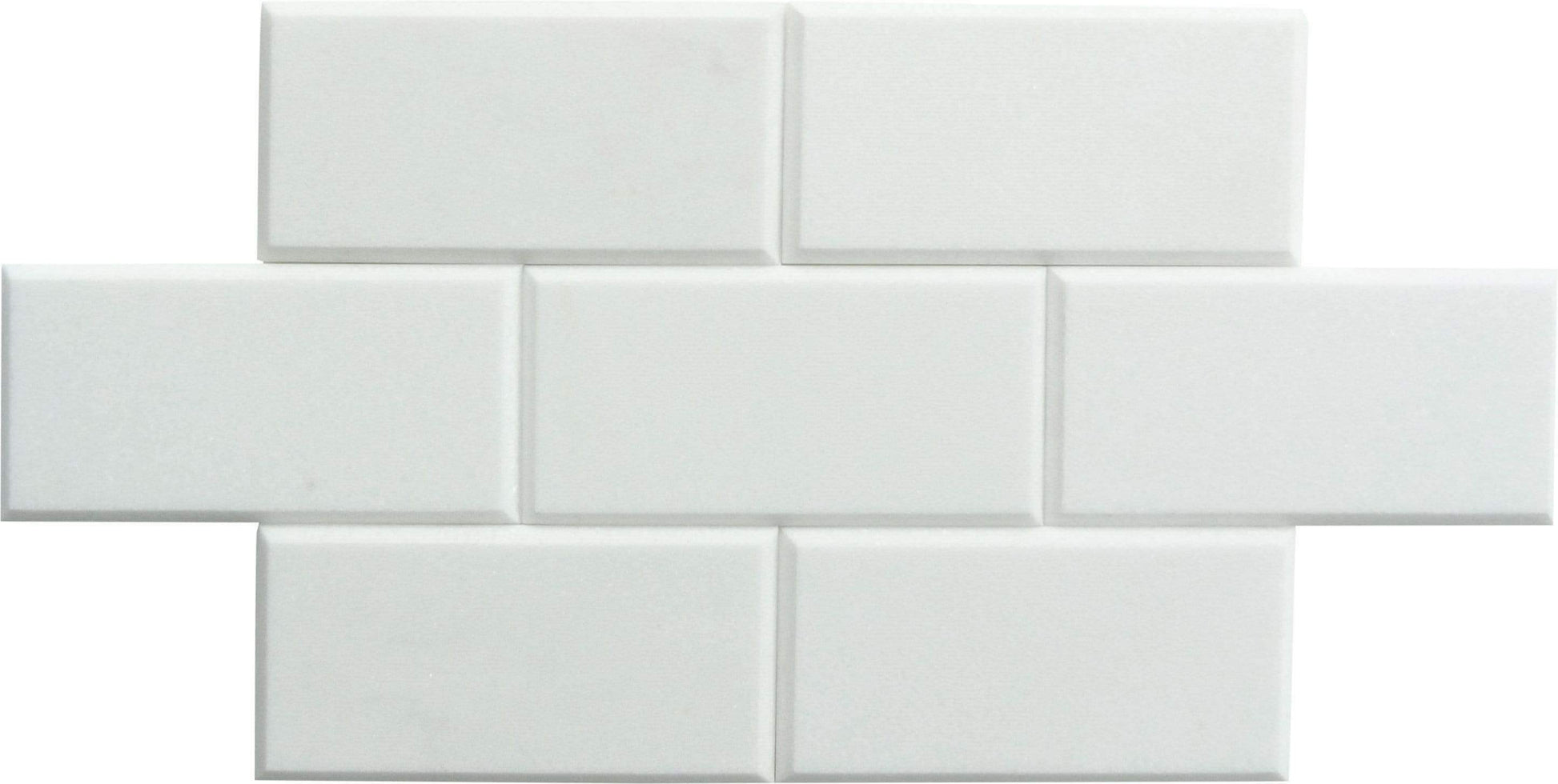 Thassos White 3" x 6" Beveled Polished Marble Subway Tile Matrix Mosaics