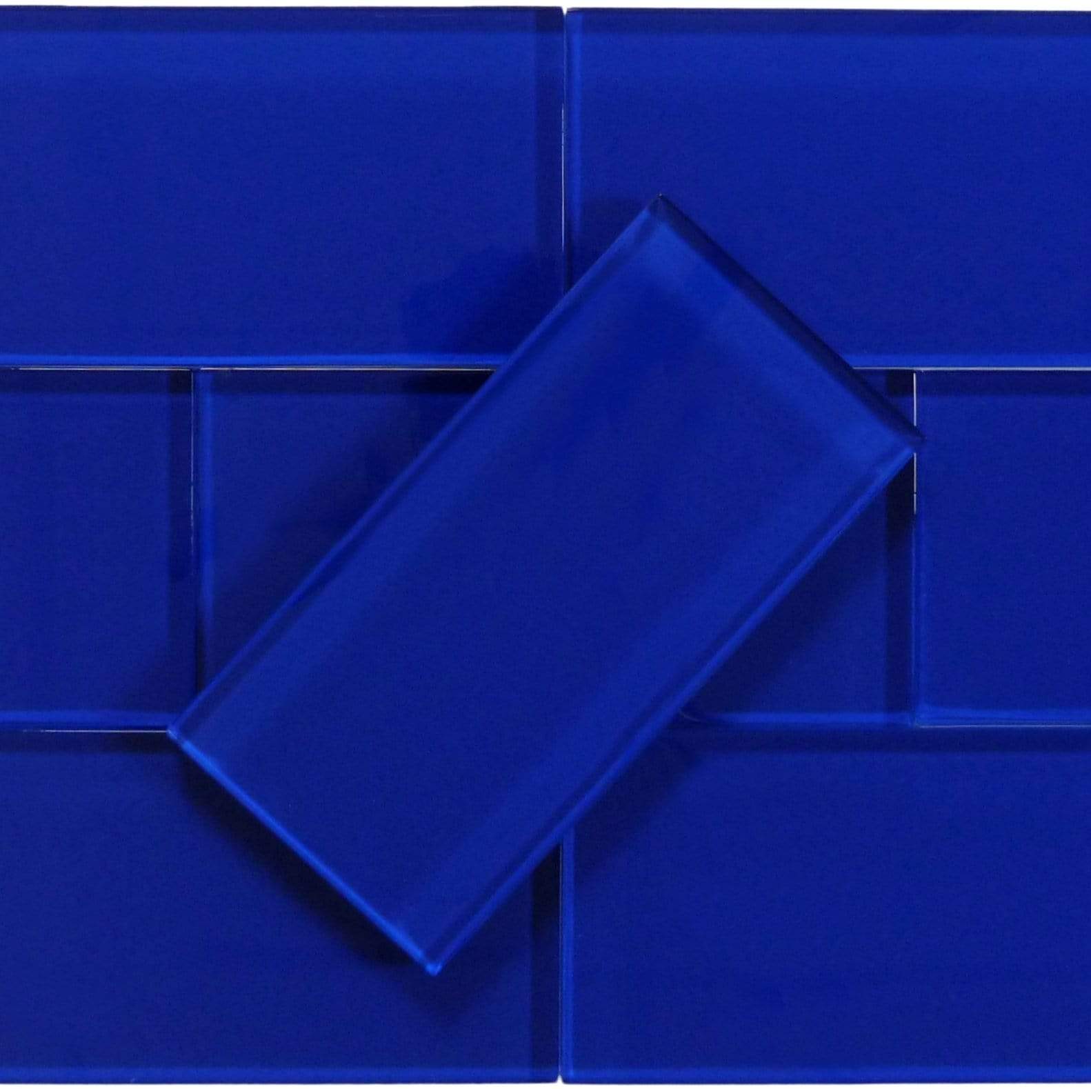 Crushed Velvet Blue 3" x 6" Glossy Glass Subway Tile Matrix Mosaics