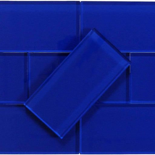 Crushed Velvet Blue 3" x 6" Glossy Glass Subway Tile Matrix Mosaics
