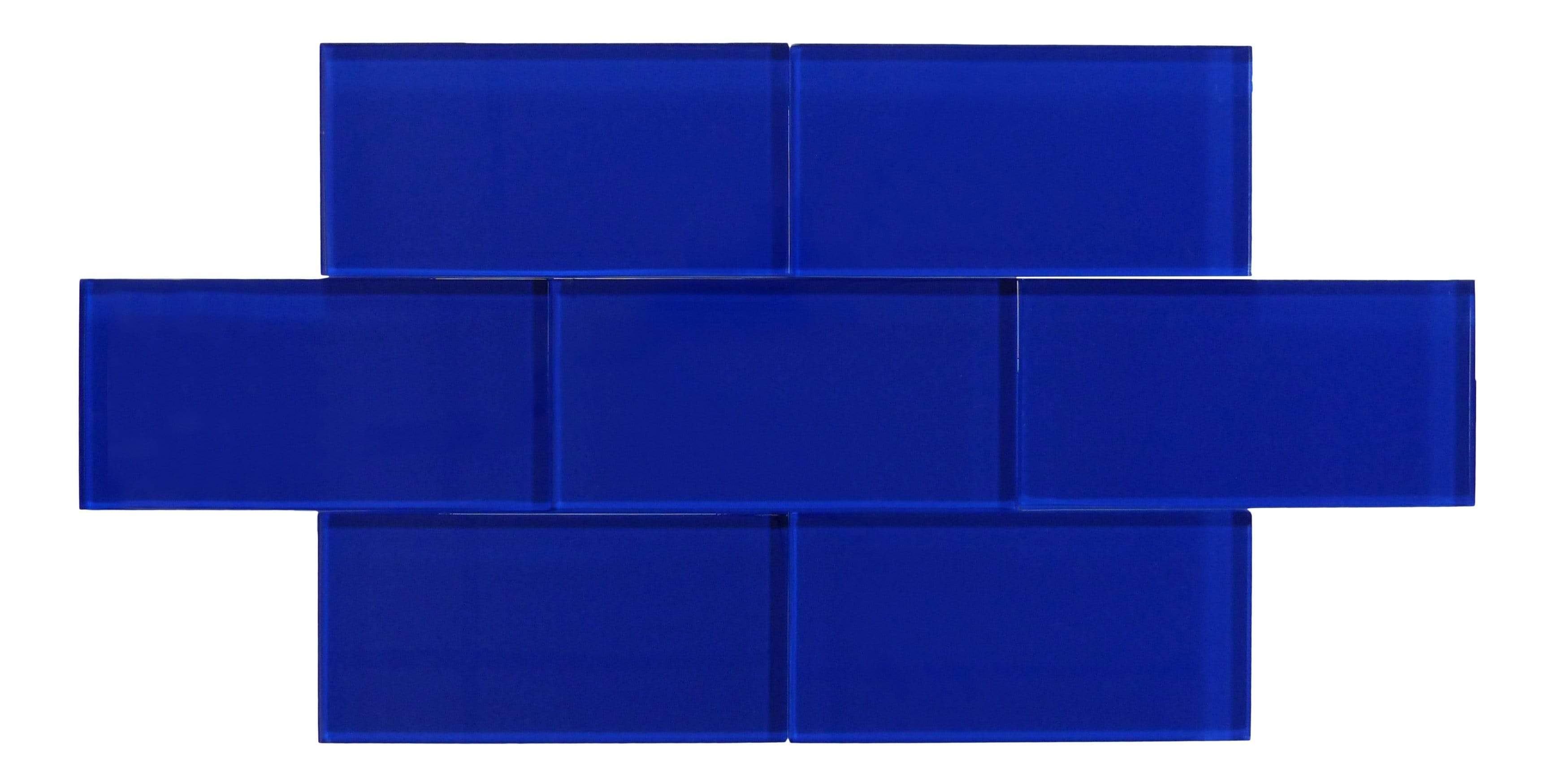 Crushed Velvet Blue 3" x 6" Glossy Glass Subway Tile Matrix Mosaics