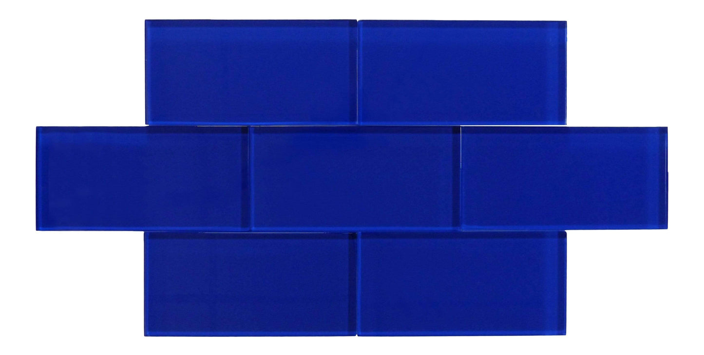 Crushed Velvet Blue 3" x 6" Glossy Glass Subway Tile Matrix Mosaics