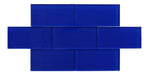 Crushed Velvet Blue 3" x 6" Glossy Glass Subway Tile Matrix Mosaics
