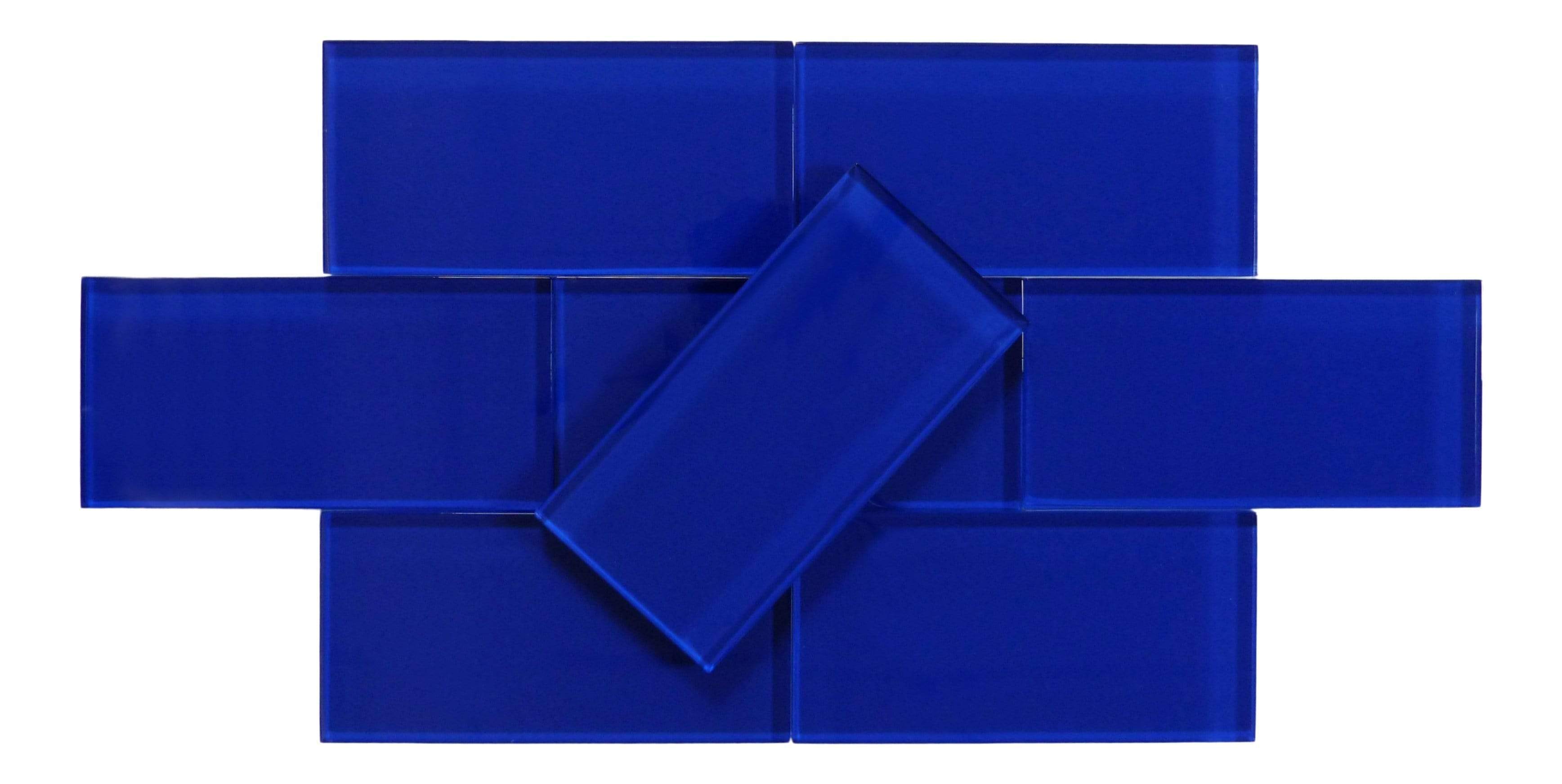 Crushed Velvet Blue 3" x 6" Glossy Glass Subway Tile Matrix Mosaics