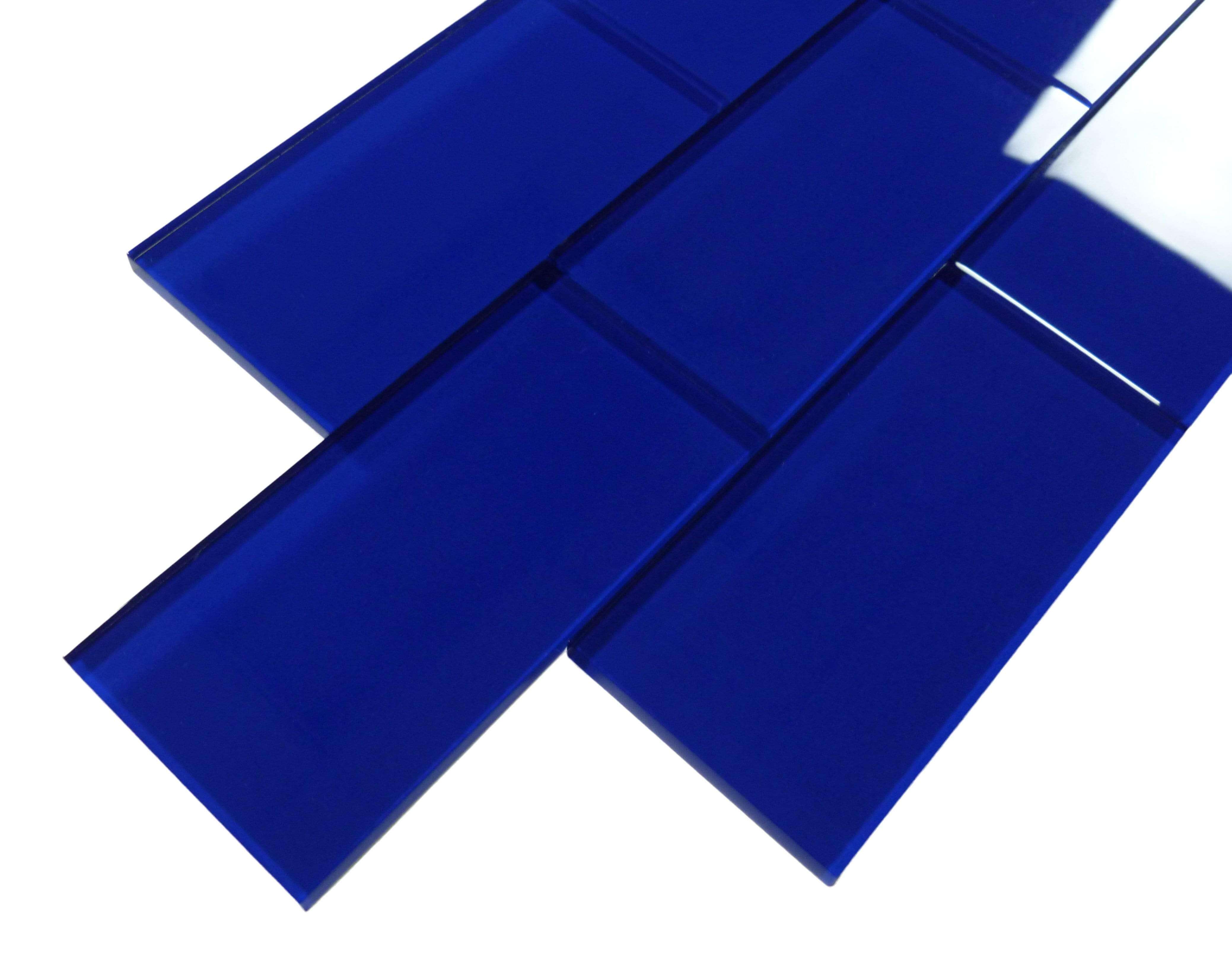 Crushed Velvet Blue 3" x 6" Glossy Glass Subway Tile Matrix Mosaics