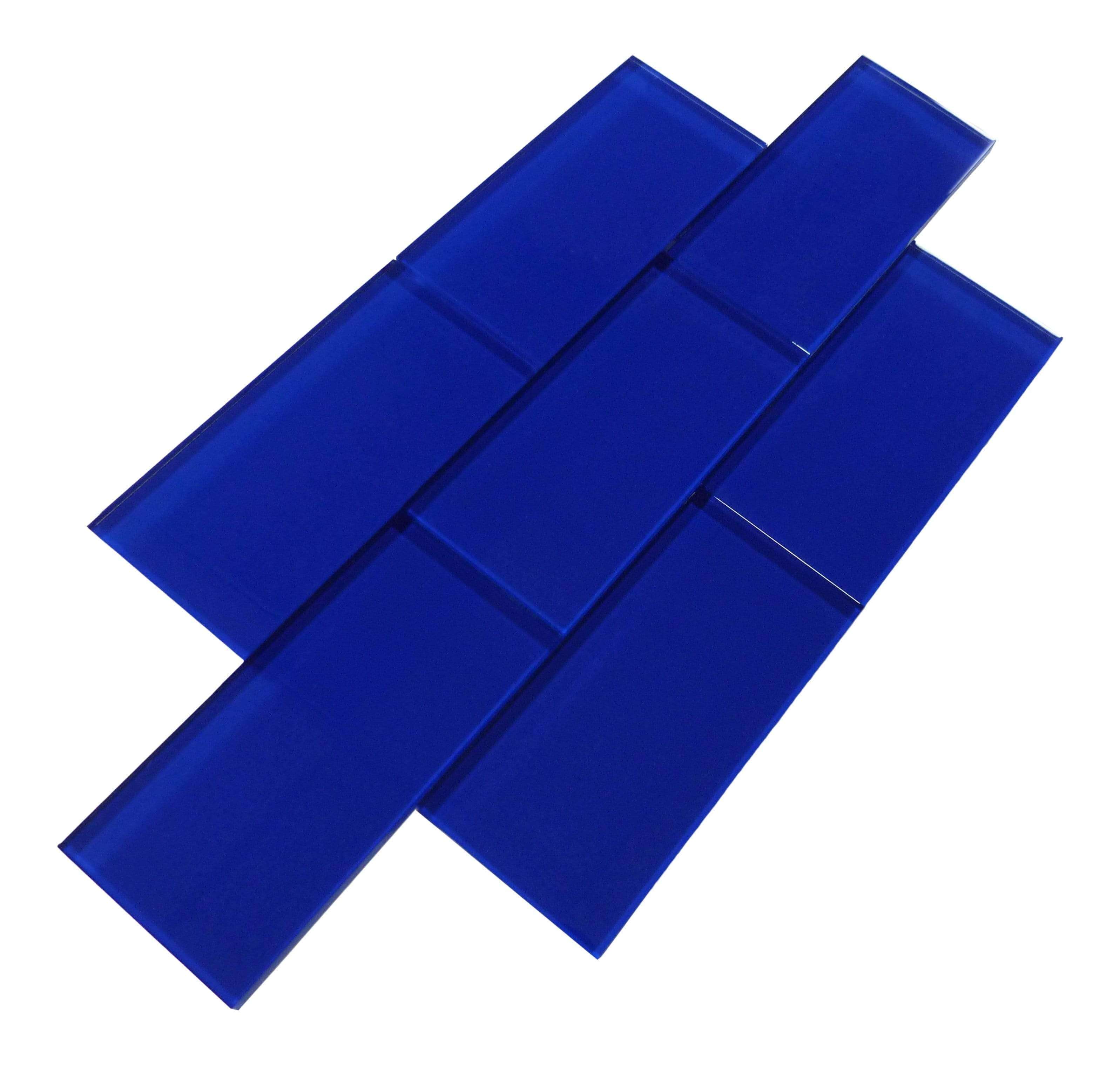 Crushed Velvet Blue 3" x 6" Glossy Glass Subway Tile Matrix Mosaics