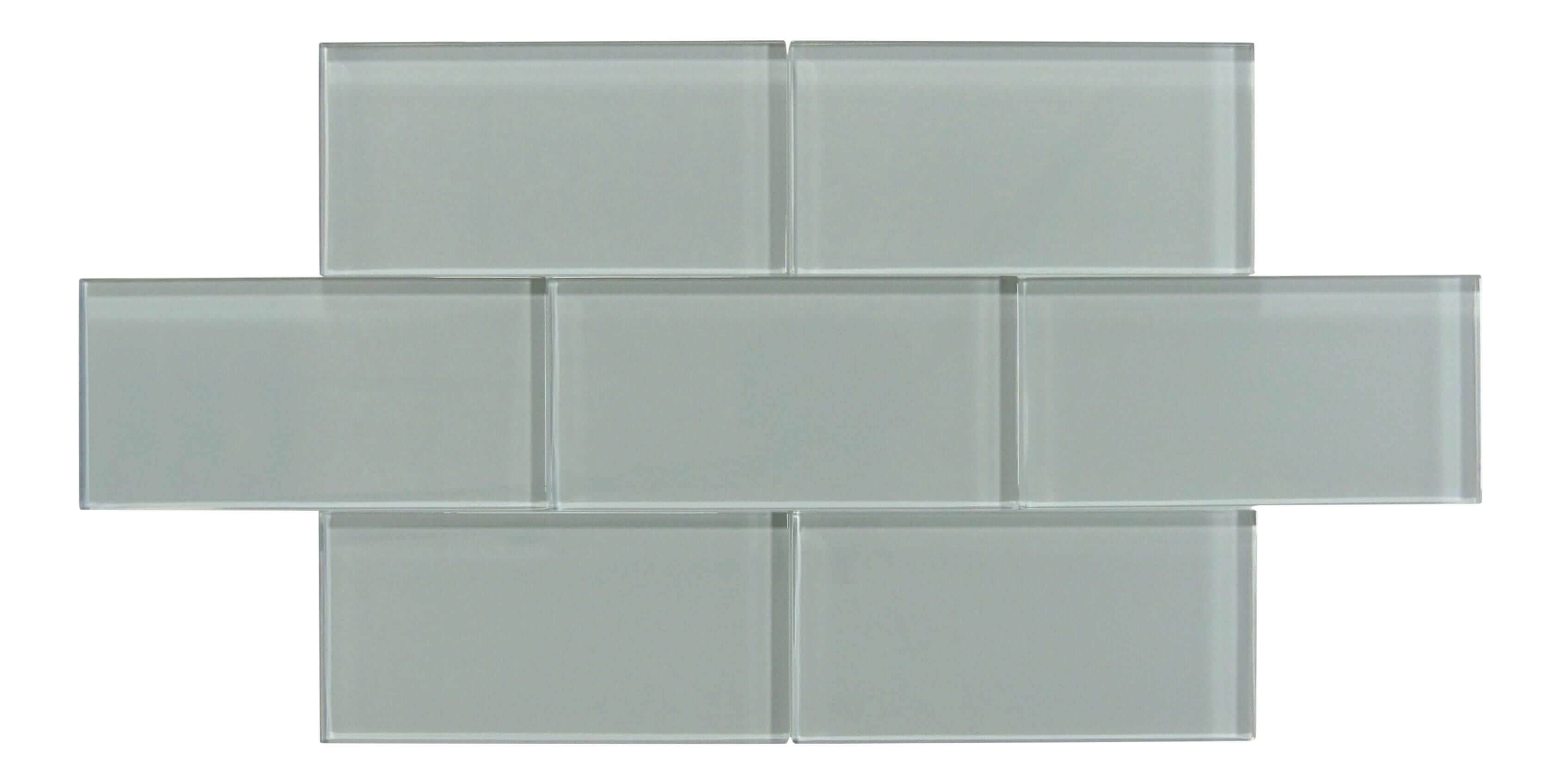 Grey Frost 3" x 6" Glossy Glass Subway Tile Matrix Mosaics