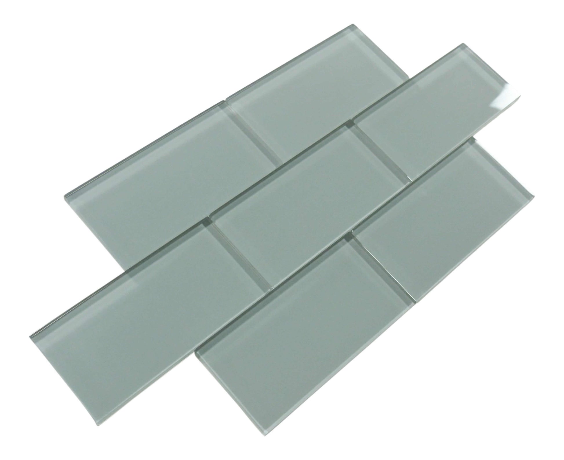 Grey Frost 3" x 6" Glossy Glass Subway Tile Matrix Mosaics