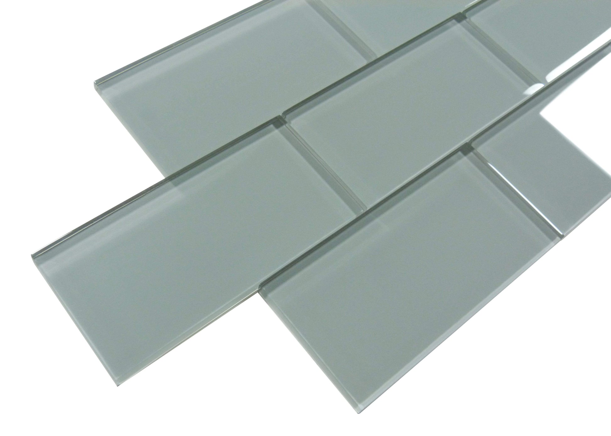 Grey Frost 3" x 6" Glossy Glass Subway Tile Matrix Mosaics