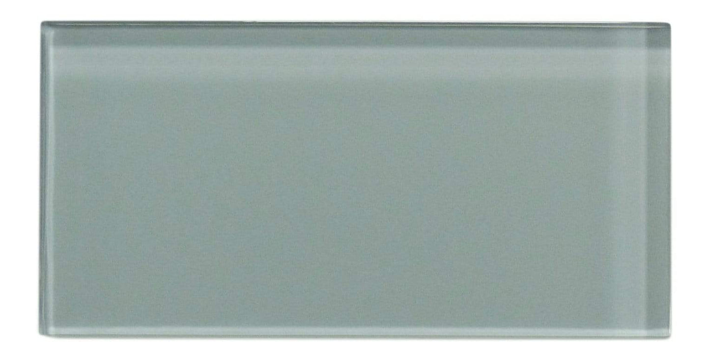 Grey Frost 3" x 6" Glossy Glass Subway Tile Matrix Mosaics