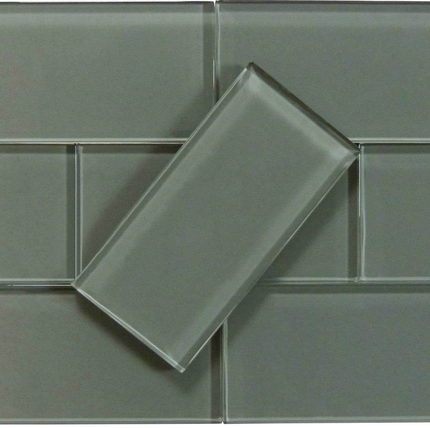 Volcanic Ash Grey 3" x 6" Glossy Glass Subway Tile Matrix Mosaics