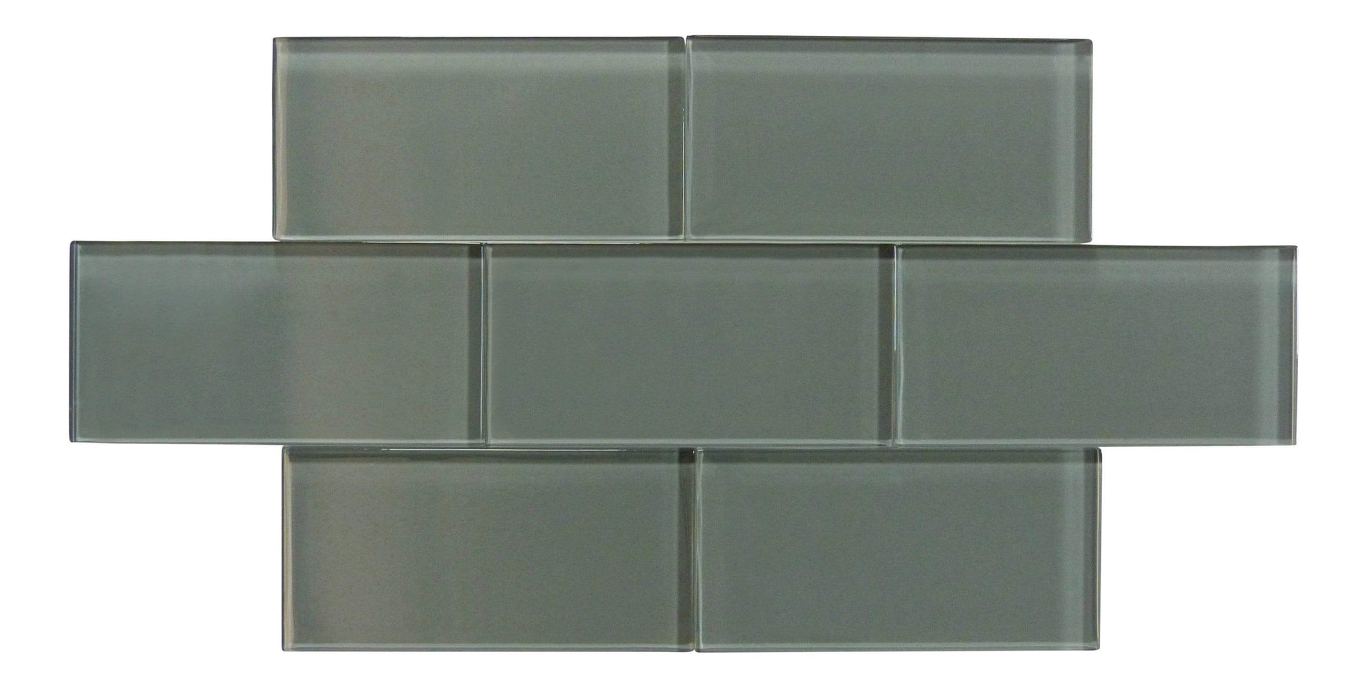 Volcanic Ash Grey 3" x 6" Glossy Glass Subway Tile Matrix Mosaics