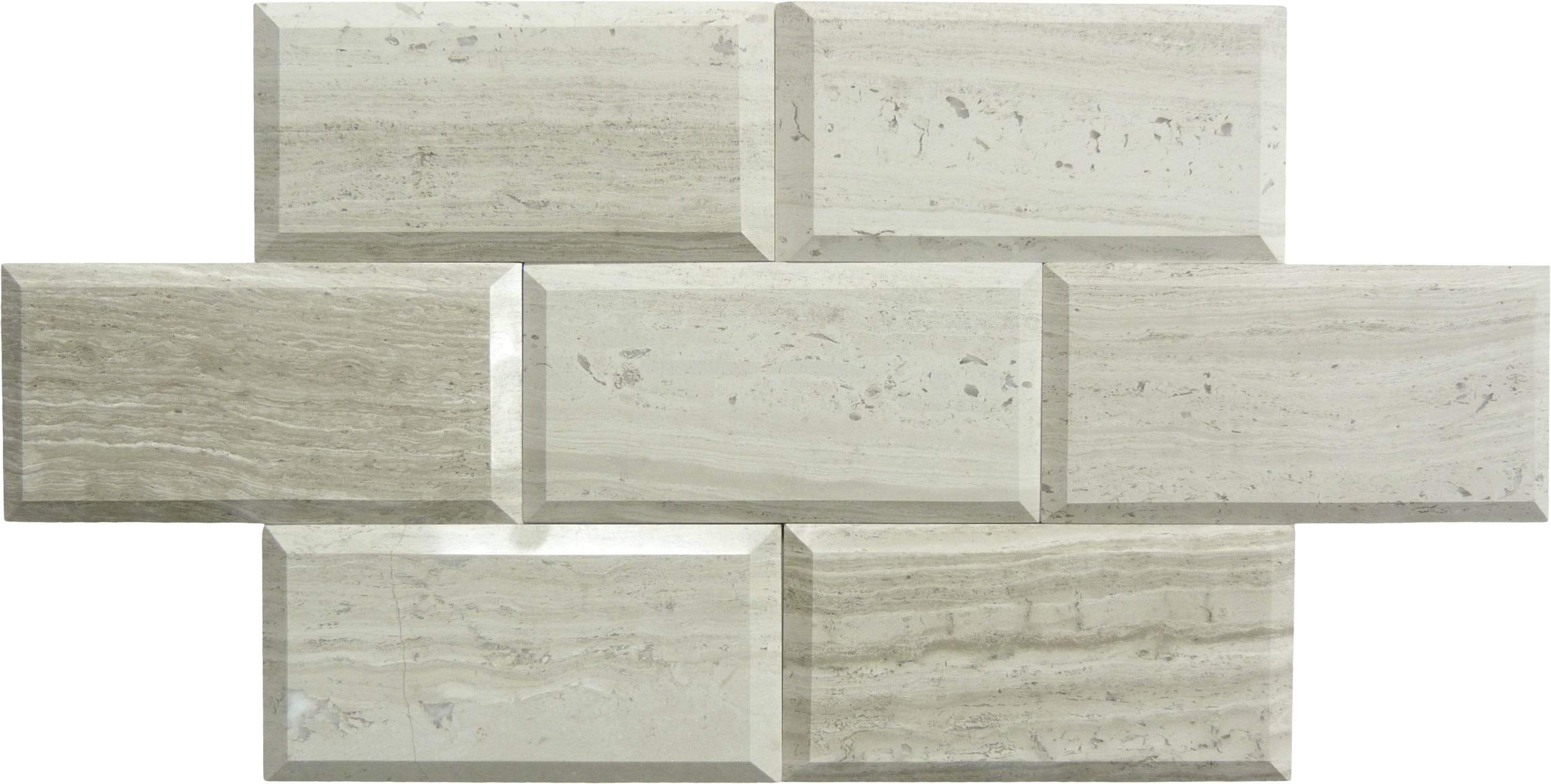 Wooden Grey Brown 3" x 6" Beveled Polished Marble Subway Tile Matrix Mosaics