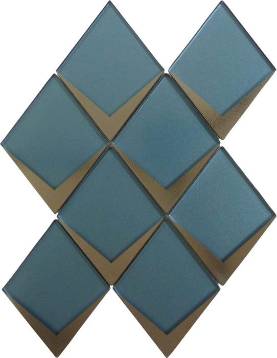 Yorkshire Colonial Blue 4" x 5" Diamond Matte Glass Tile Matrix Mosaics
