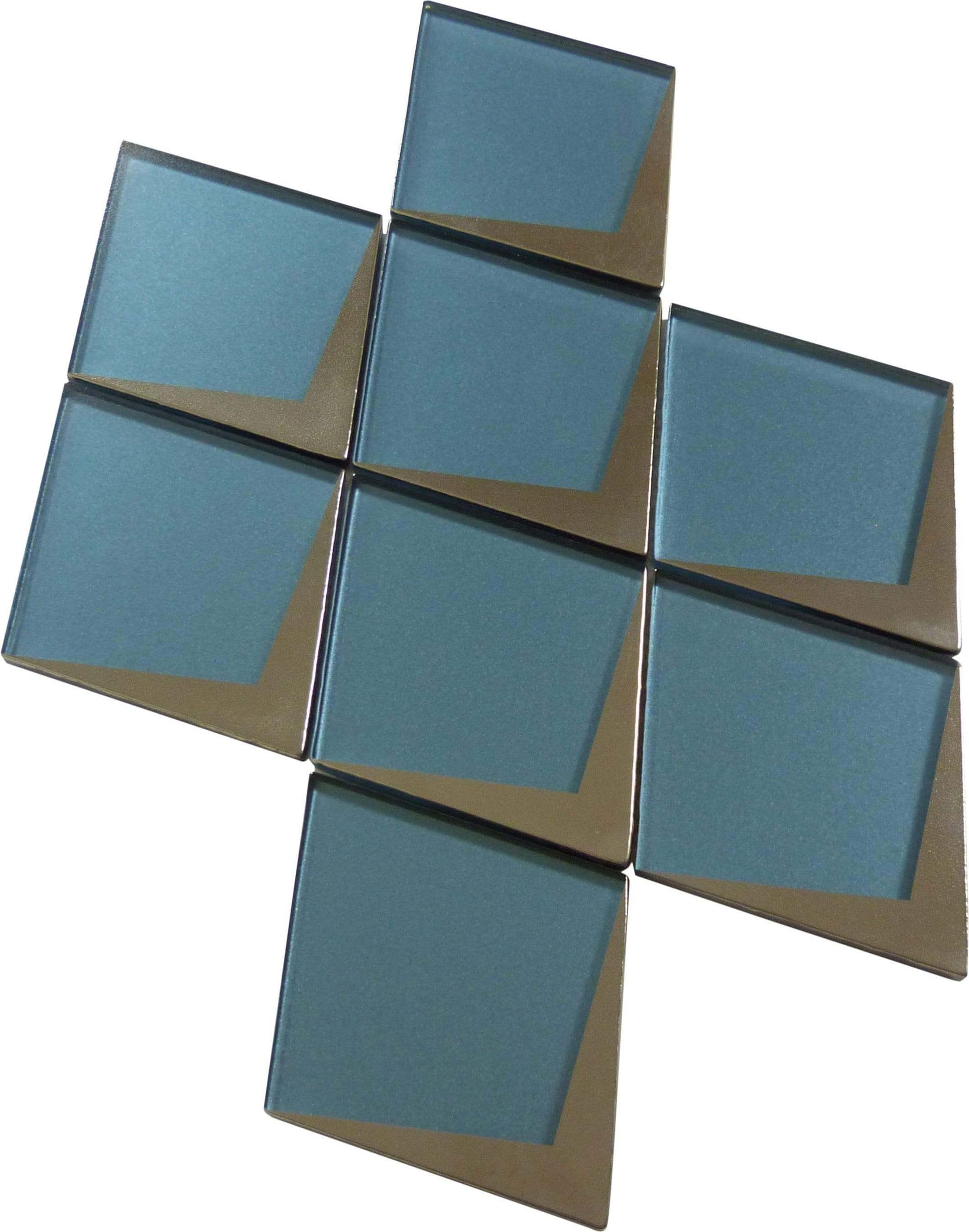 Yorkshire Colonial Blue 4" x 5" Diamond Matte Glass Tile Matrix Mosaics