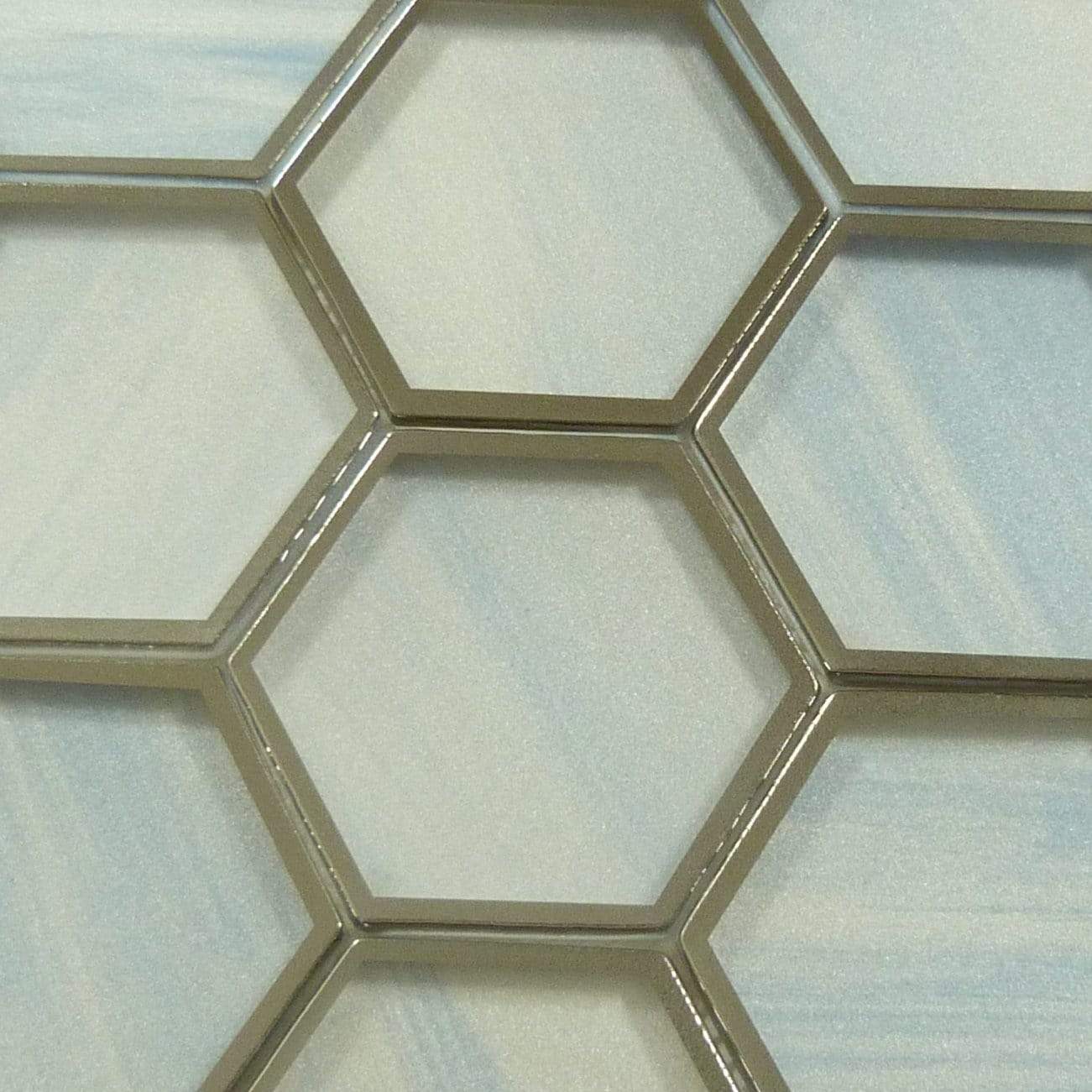 Yorkshire Mediterranean Breeze Blue 3" x 3" Hexagon Matte Glass Tile Matrix Mosaics