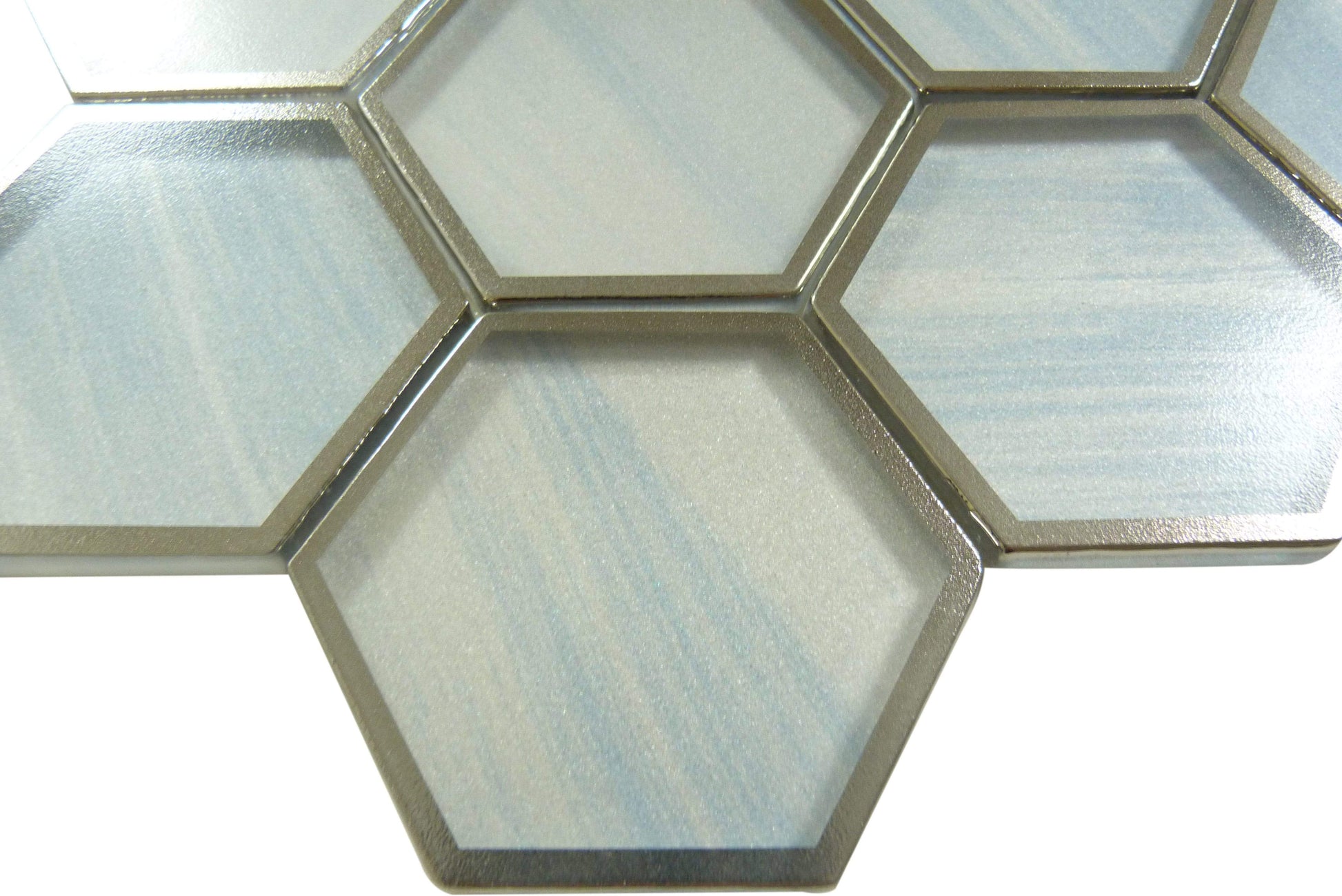 Yorkshire Mediterranean Breeze Blue 3" x 3" Hexagon Matte Glass Tile Matrix Mosaics