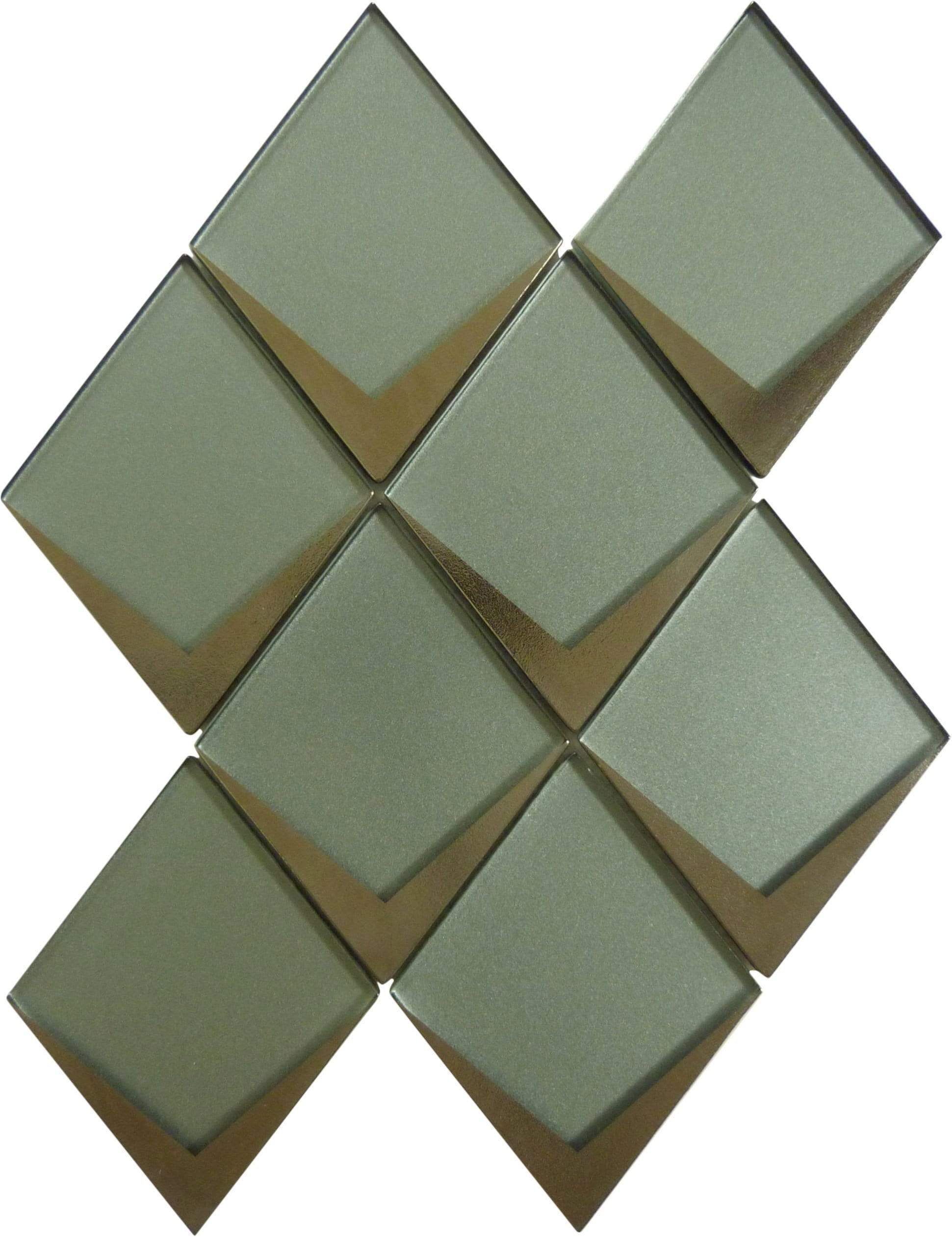 Yorkshire Misty Sage Green 4" x 5" Diamond Matte Glass Tile Matrix Mosaics