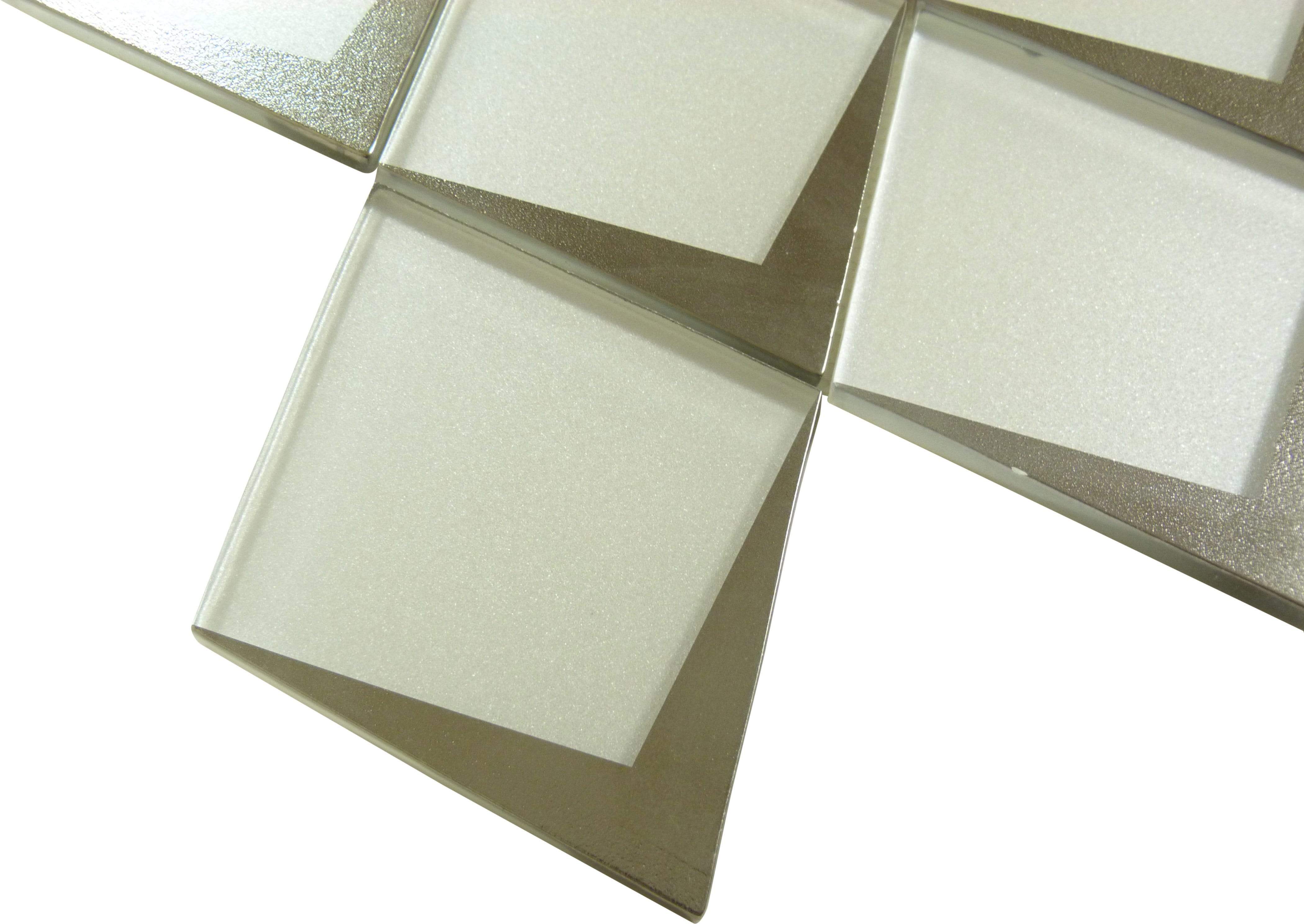 Yorkshire Pacific Pearl White 4" x 5" Diamond Matte Glass Tile Matrix Mosaics