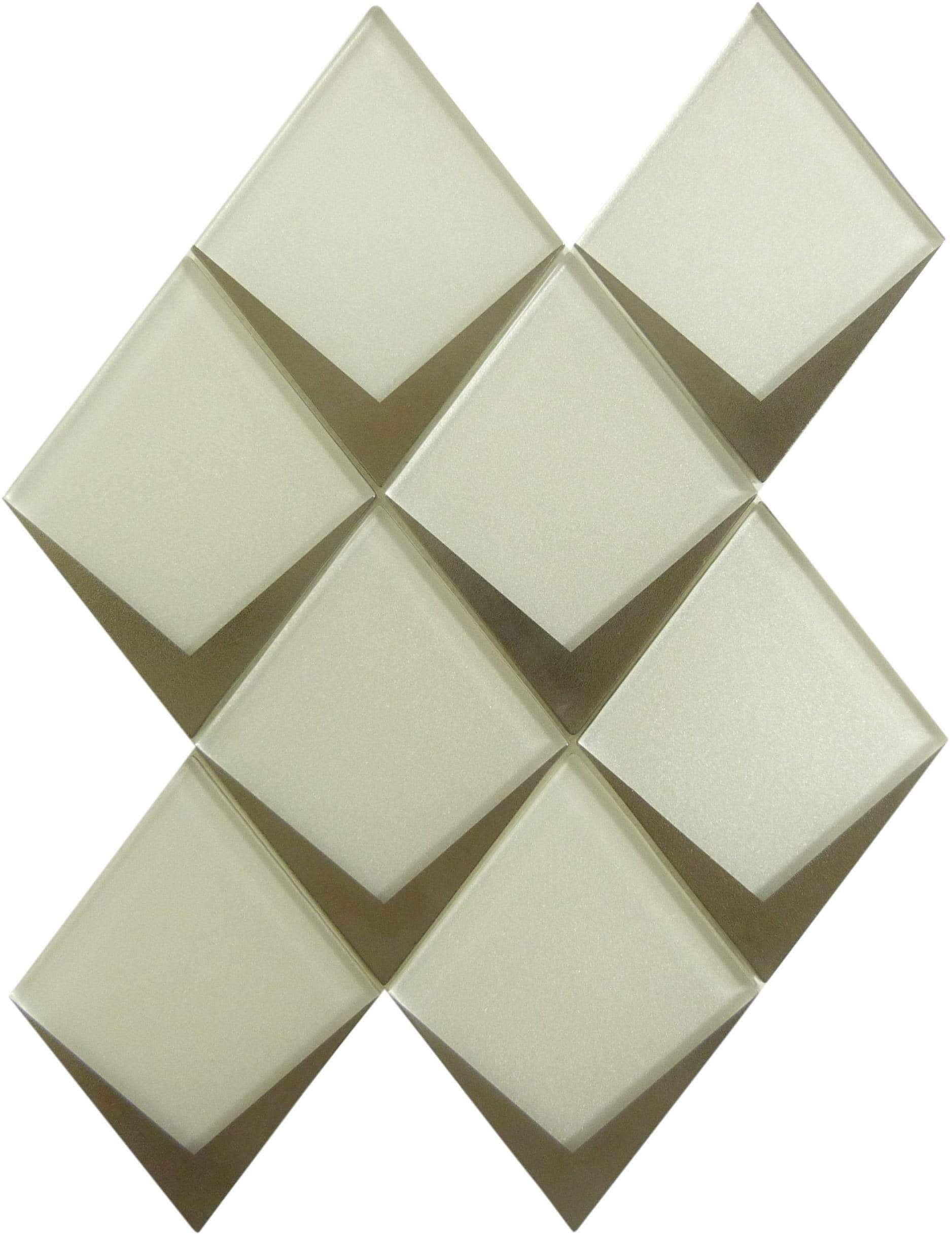 Yorkshire Pacific Pearl White 4" x 5" Diamond Matte Glass Tile Matrix Mosaics